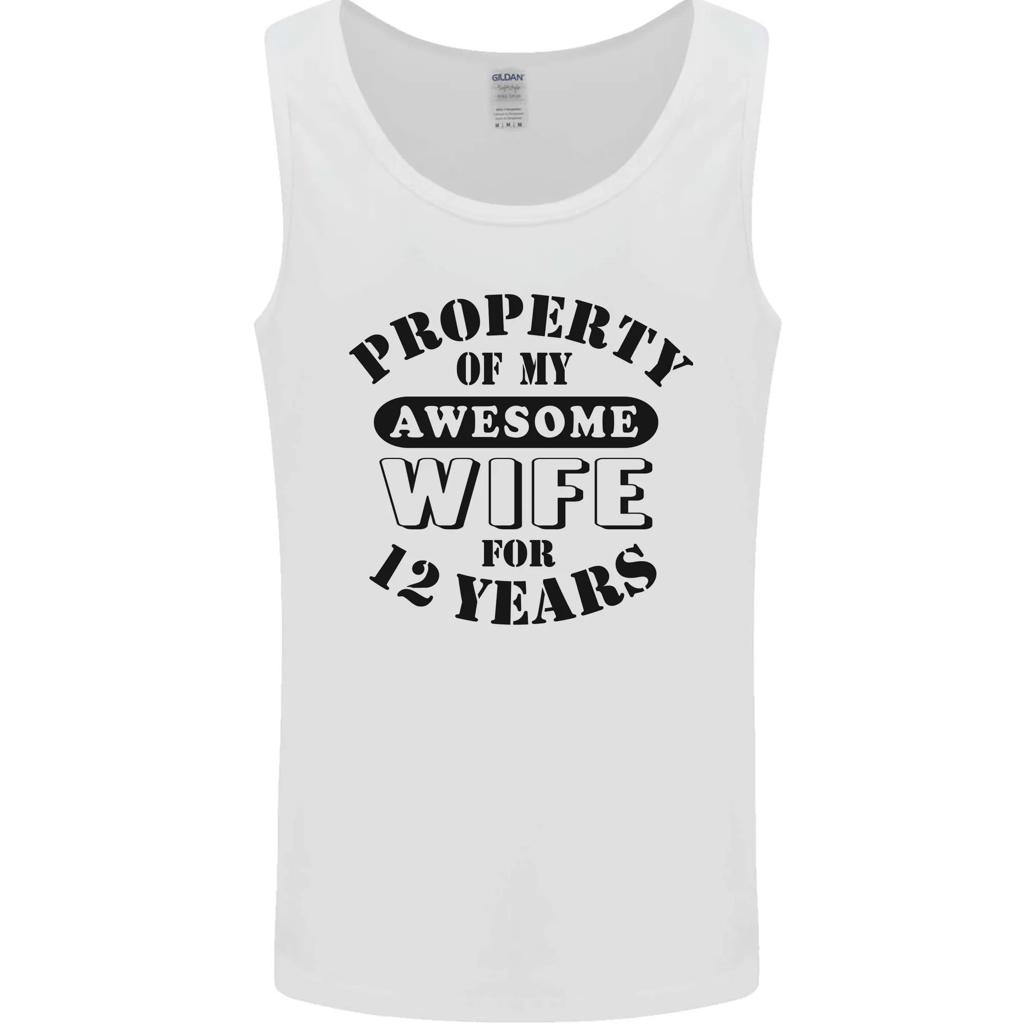 12th Wedding Anniversary 12 Year Funny Wife Mens Vest Tank Top