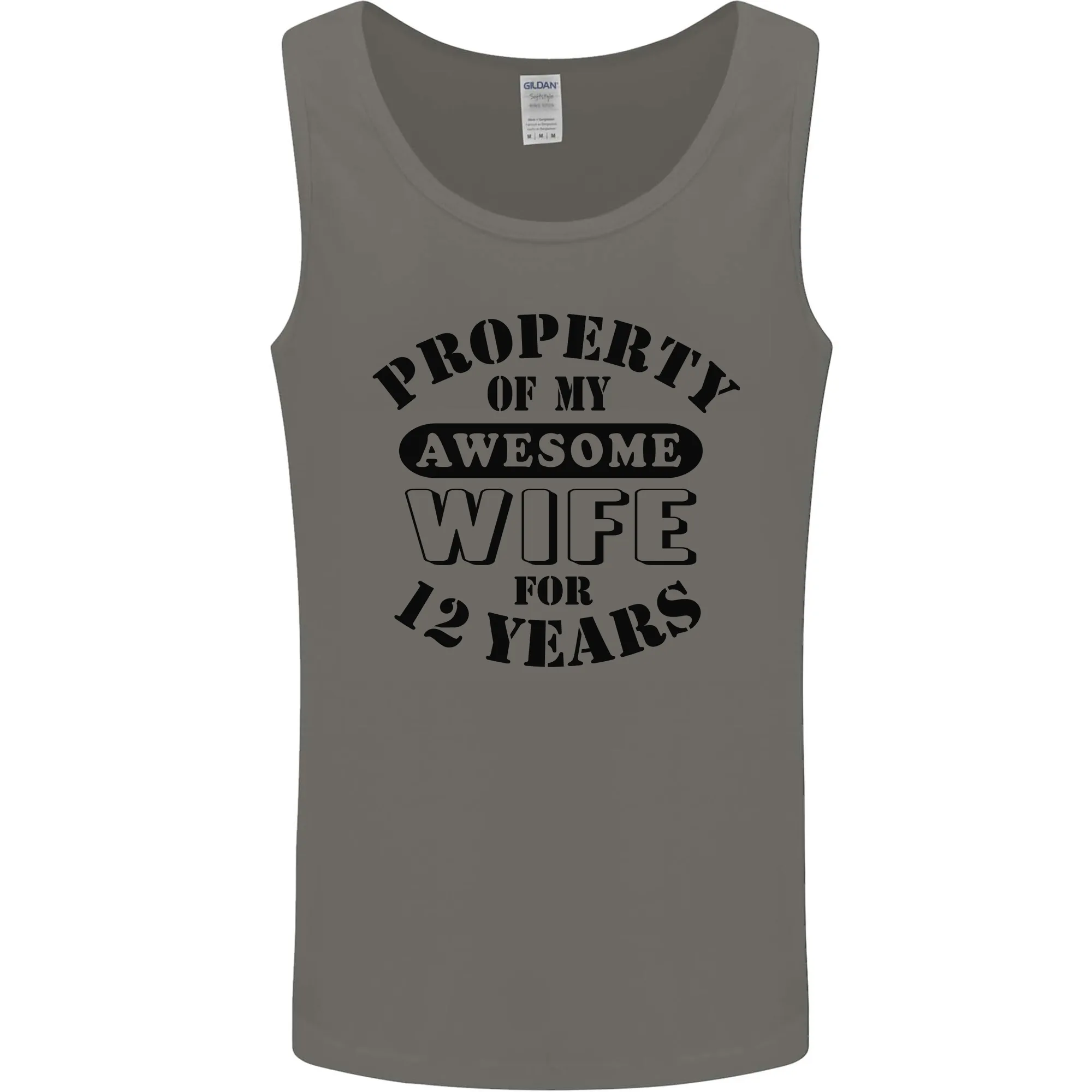 12th Wedding Anniversary 12 Year Funny Wife Mens Vest Tank Top
