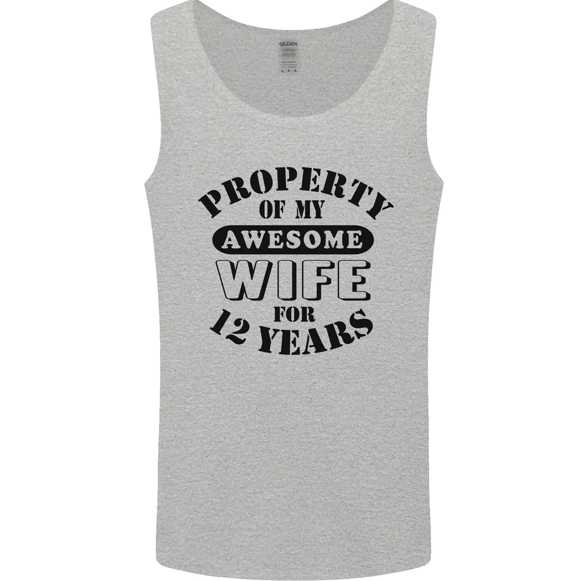 12th Wedding Anniversary 12 Year Funny Wife Mens Vest Tank Top