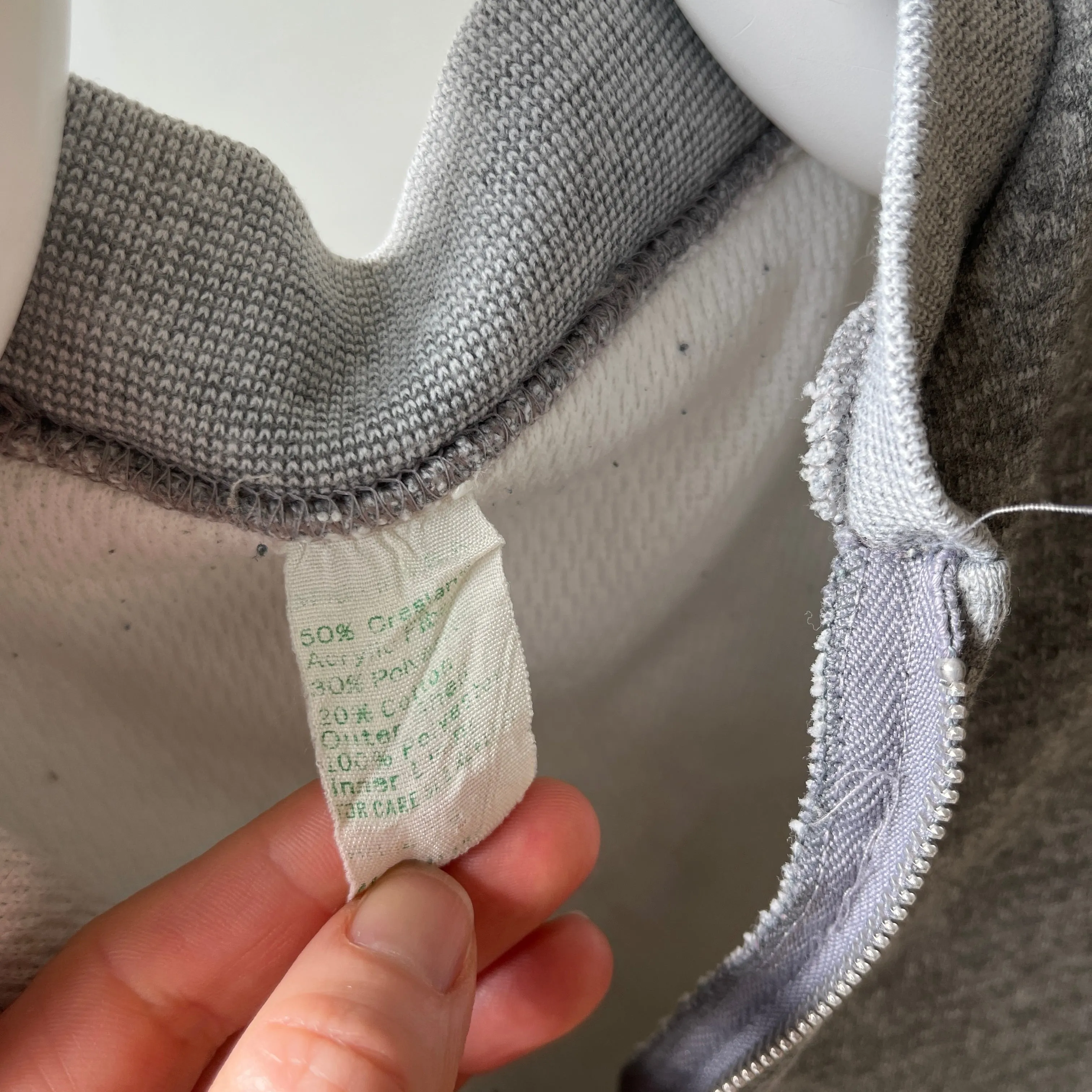 1980s Gray Insulated Sweatshirt Vest - Zip Up