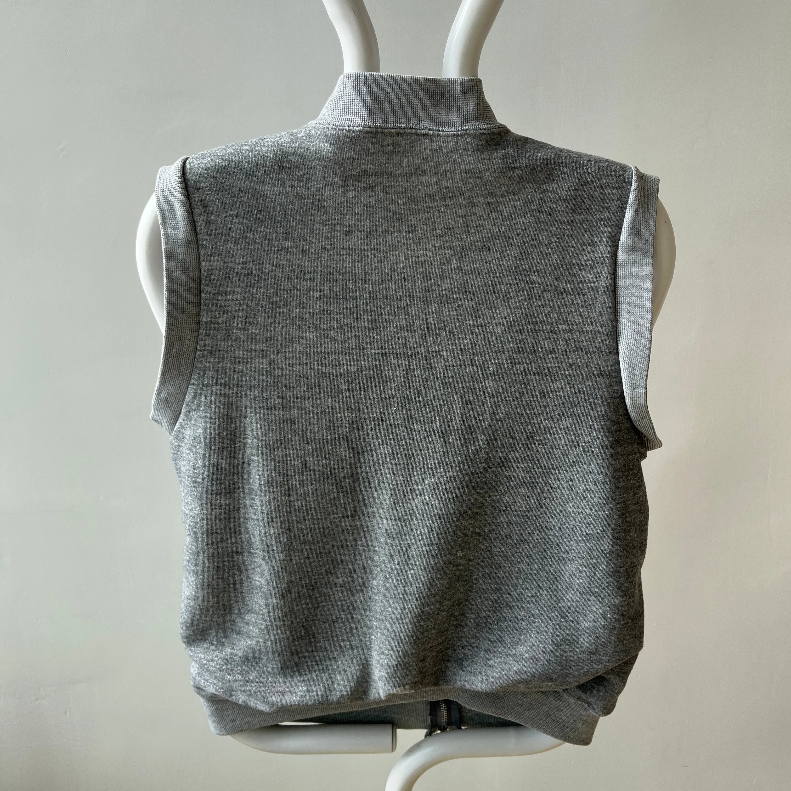 1980s Gray Insulated Sweatshirt Vest - Zip Up
