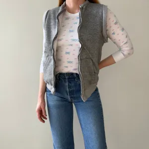 1980s Gray Insulated Sweatshirt Vest - Zip Up