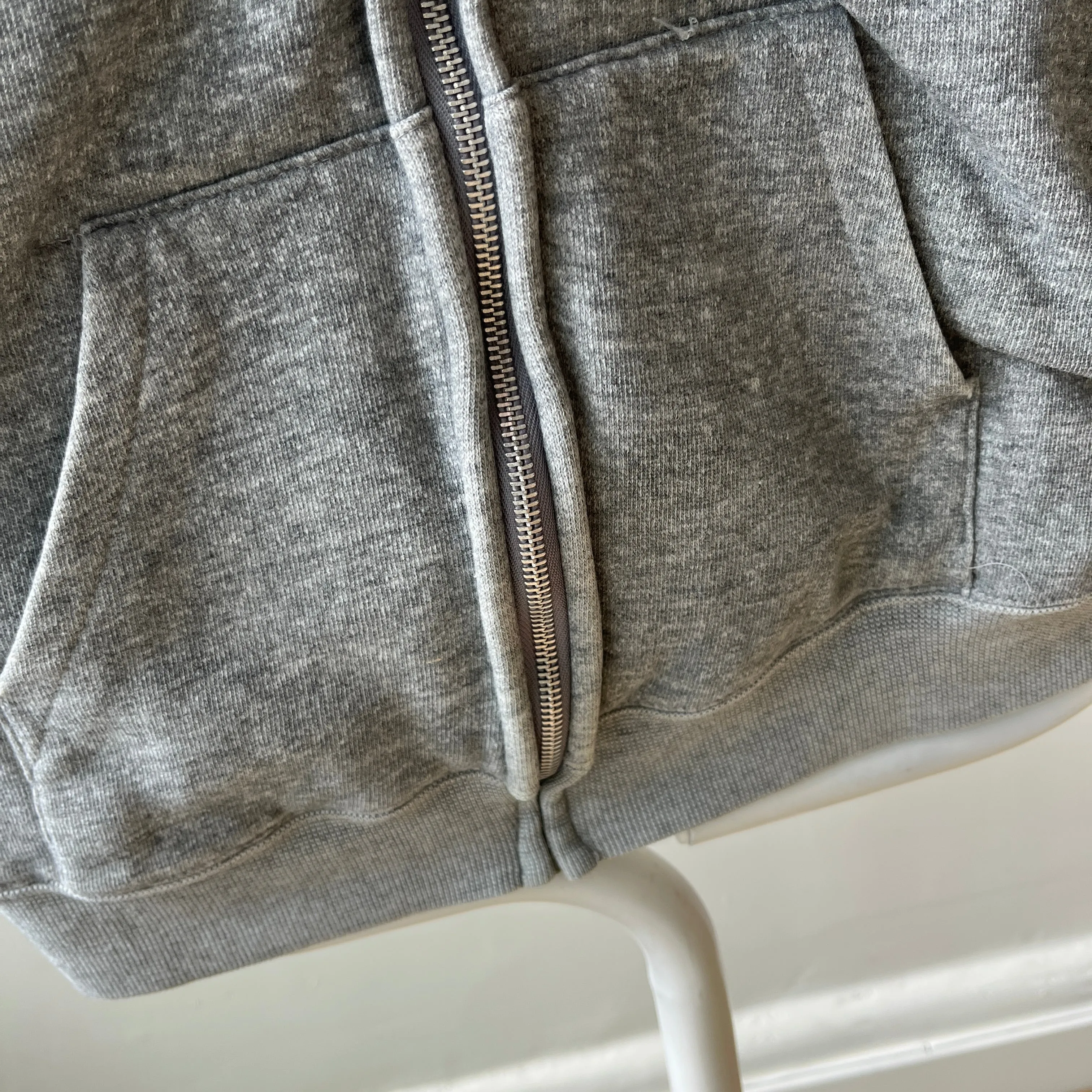 1980s Gray Insulated Sweatshirt Vest - Zip Up