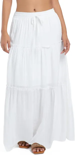 2025 Summer Long Maxi Skirt for Women Casual Elastic Waist A-Line Boho Beach Long Skirts