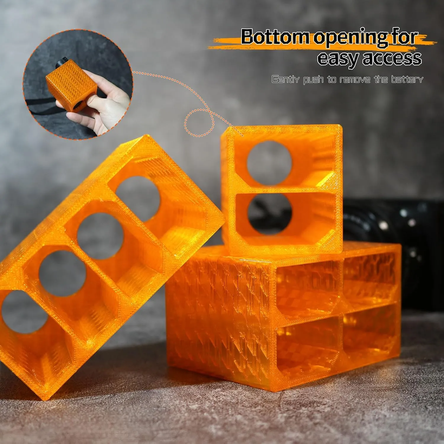 2PCS Camera Battery Storage Soft Case with 4 Warehouses for Canon LP-E6/LP-E6N/LP-E6NH Camera Battery Protective Pack Case Holder (Orange,Four Warehouses)
