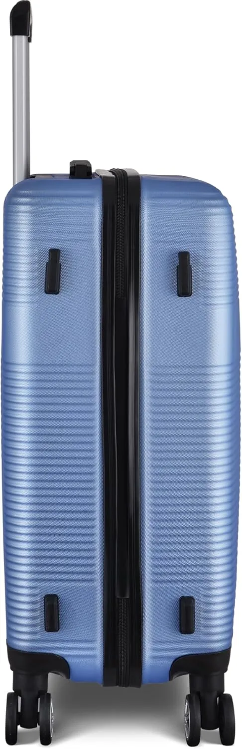 3 Piece Luggage Set with TSA Lock ABS, Durable Hard Shell Luggage Set, Lightweight Suitcase with Hooks, Spinner Wheels Cross Stripe Luggage Sets 20in/24in/28in,Light Blue
