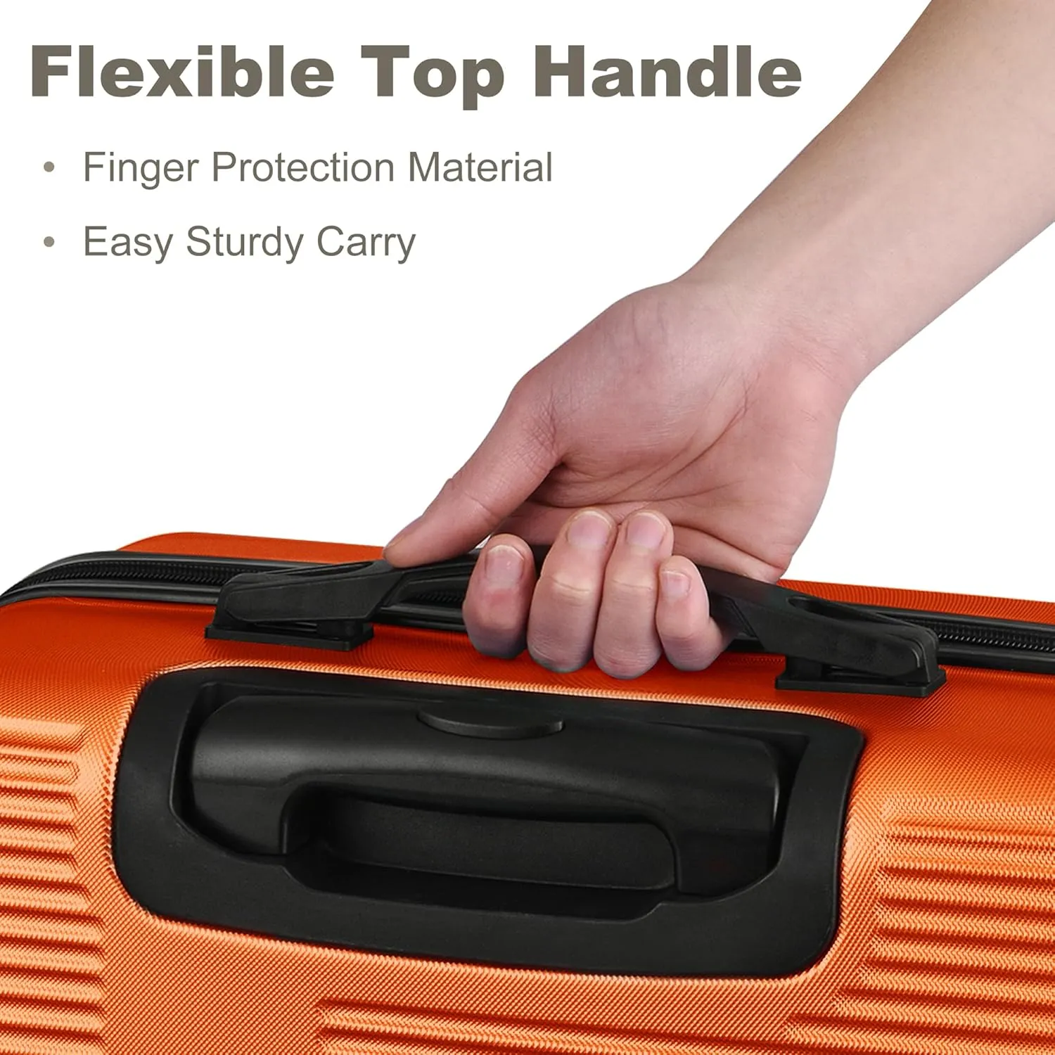 3 Piece Luggage Set with TSA Lock ABS, Durable Hard Shell Luggage Set, Lightweight Suitcase with Hooks, Spinner Wheels Cross Stripe Luggage Sets 20in/24in/28in,Orange