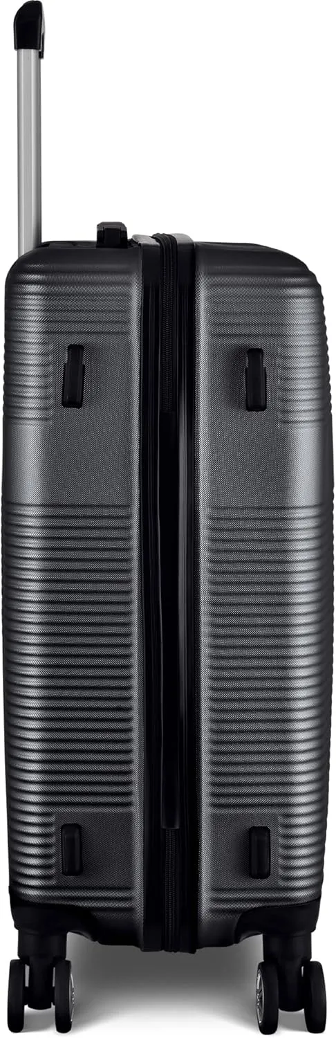 3 Piece Luggage Set with TSA Lock, Durable Lightweight Cross Stripe Suitcase Hardshell Luggage Set with Hooks and 360 Degree Spinner Wheels (20in/24in/28in) Black As Shown One Size