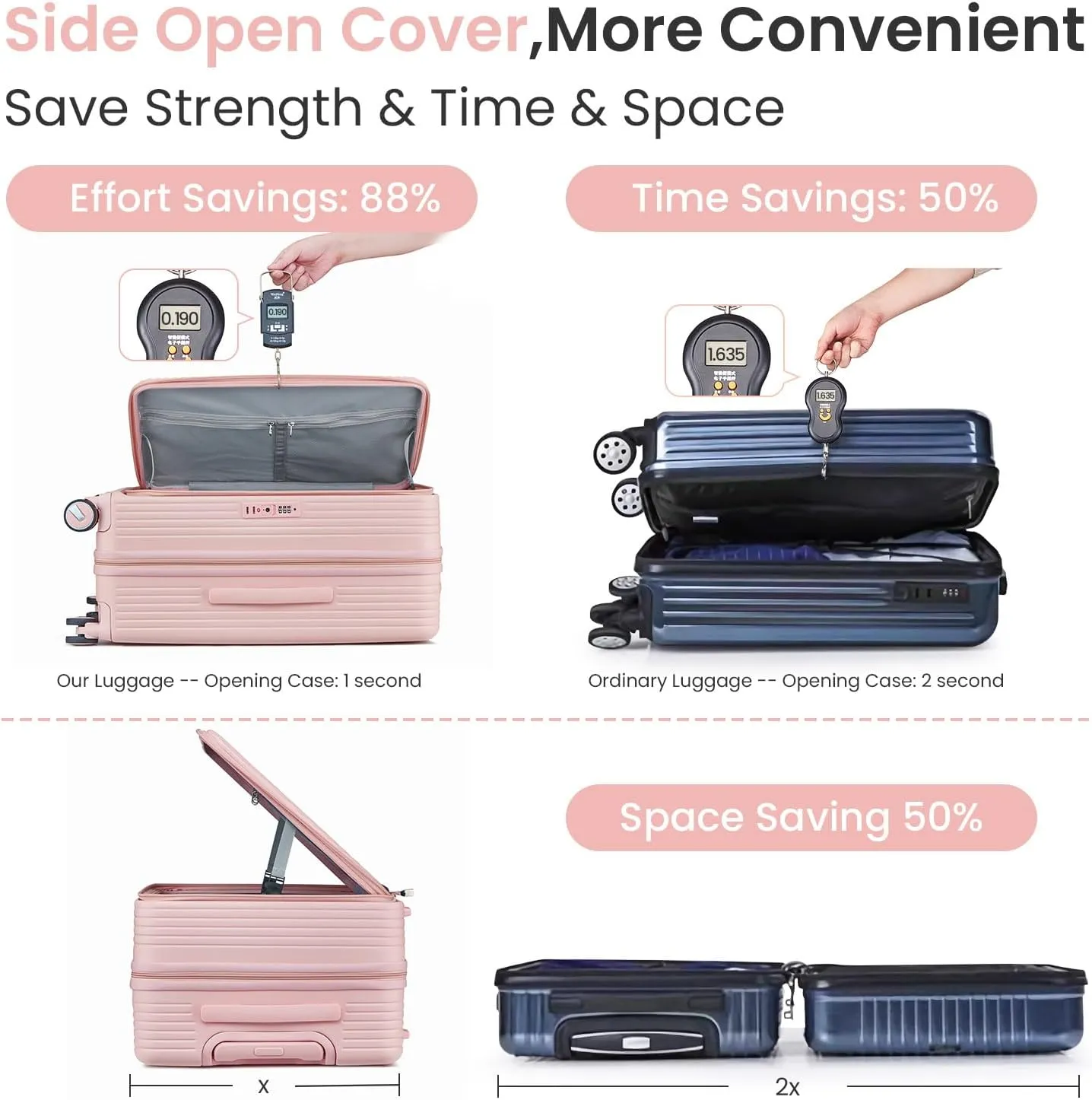 3 Piece Luggage Sets with Front Pocket (20/24/28), Lightweight Hard Shell Suitcase Set,Expandable Carry On Luggage Set with Double Spinner Wheels,TSA Lock,Travel Rolling Suitcase for Women Men