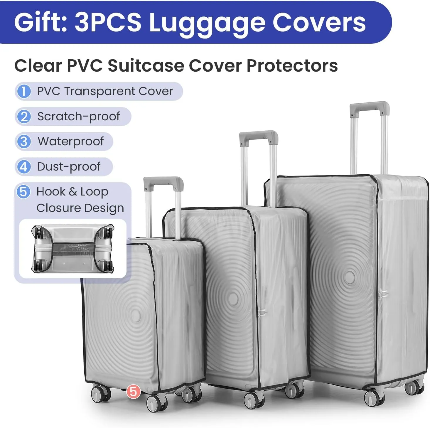 3 Piece Luggage Sets with Front Pocket (20/24/28), Lightweight Hard Shell Suitcase Set,Expandable Carry On Luggage Set with Double Spinner Wheels,TSA Lock,Travel Rolling Suitcase for Women Men