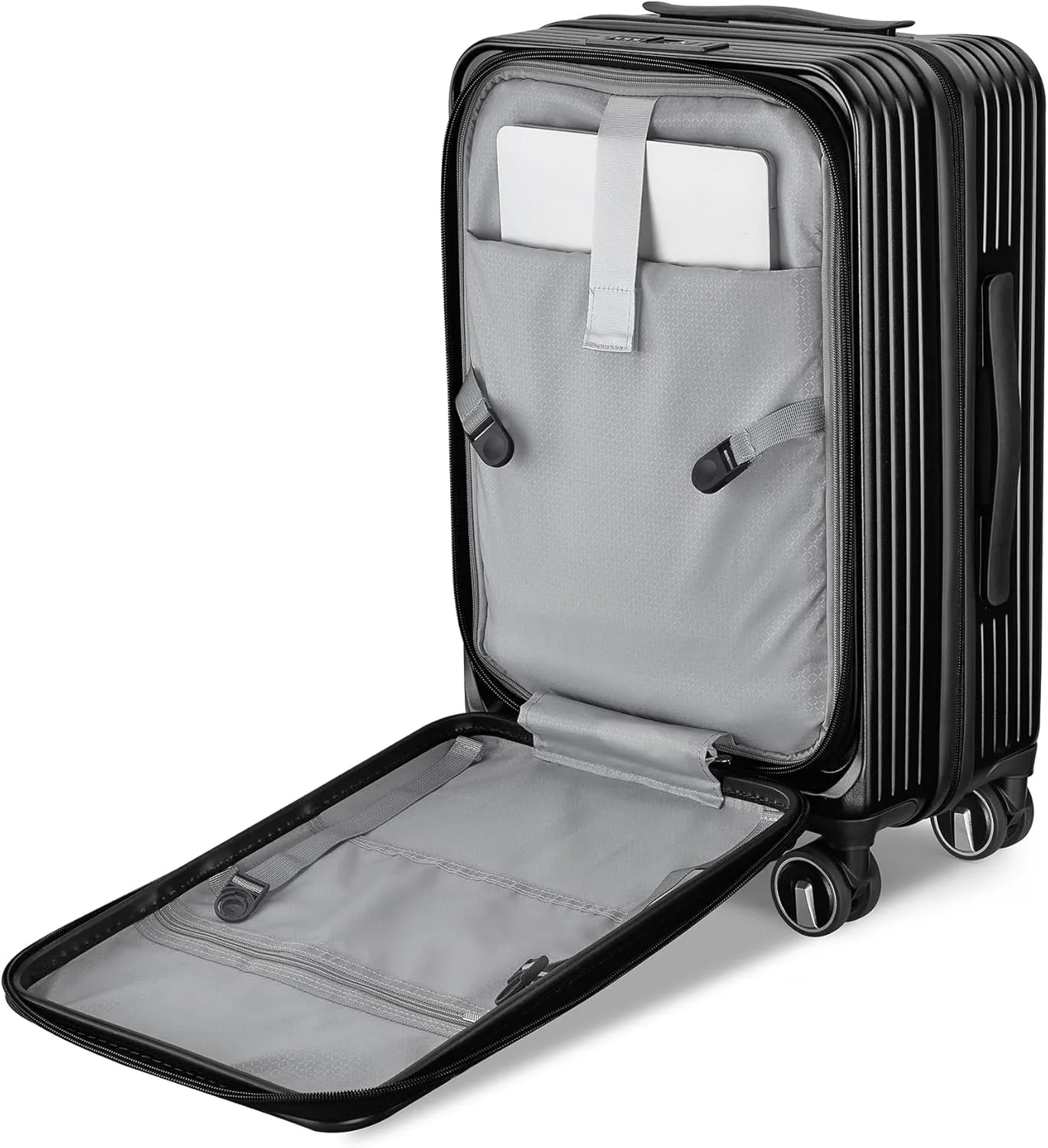 3 Piece Luggage Sets with Front Pocket (20/24/28), Lightweight Hard Shell Suitcase Set,Expandable Carry On Luggage Set with Double Spinner Wheels,TSA Lock,Travel Rolling Suitcase for Women Men