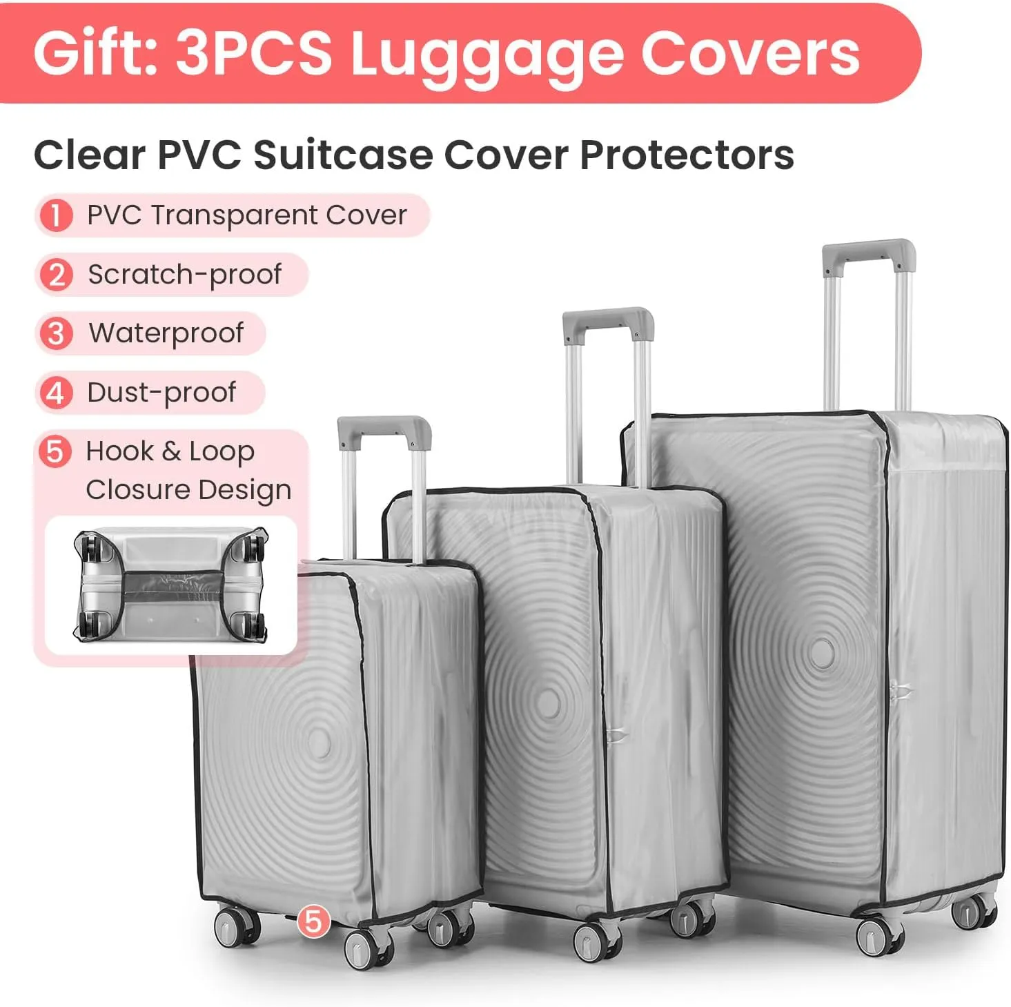 3 Piece Luggage Sets with Front Pocket (20/24/28), Lightweight Hard Shell Suitcase Set,Expandable Carry On Luggage Set with Double Spinner Wheels,TSA Lock,Travel Rolling Suitcase for Women Men