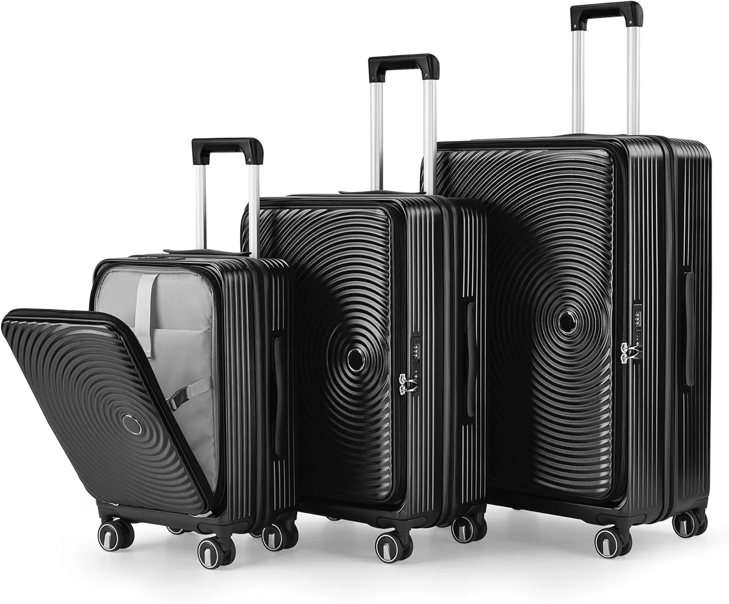 3 Piece Luggage Sets with Front Pocket (20/24/28), Lightweight Hard Shell Suitcase Set,Expandable Carry On Luggage Set with Double Spinner Wheels,TSA Lock,Travel Rolling Suitcase for Women Men
