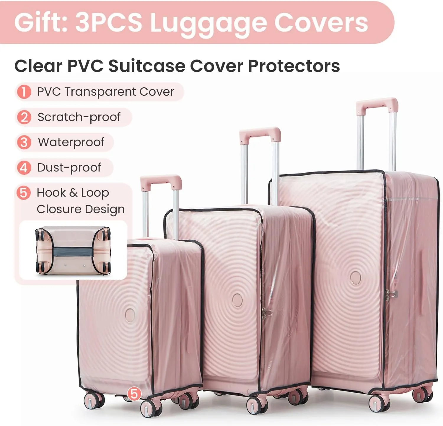 3 Piece Luggage Sets with Front Pocket (20/24/28), Lightweight Hard Shell Suitcase Set,Expandable Carry On Luggage Set with Double Spinner Wheels,TSA Lock,Travel Rolling Suitcase for Women Men