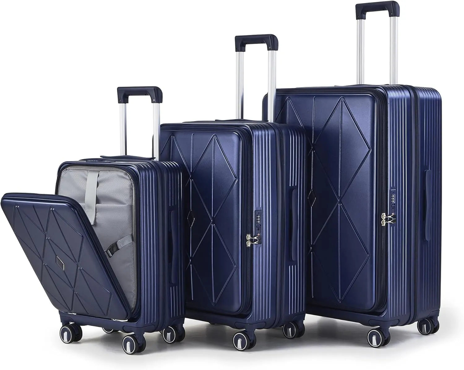 3 Piece Luggage Sets with Front Pocket (20/24/28), Lightweight Hard Shell Suitcase Set,Expandable Carry On Luggage Set with Double Spinner Wheels,TSA Lock,Travel Rolling Suitcase for Women Men