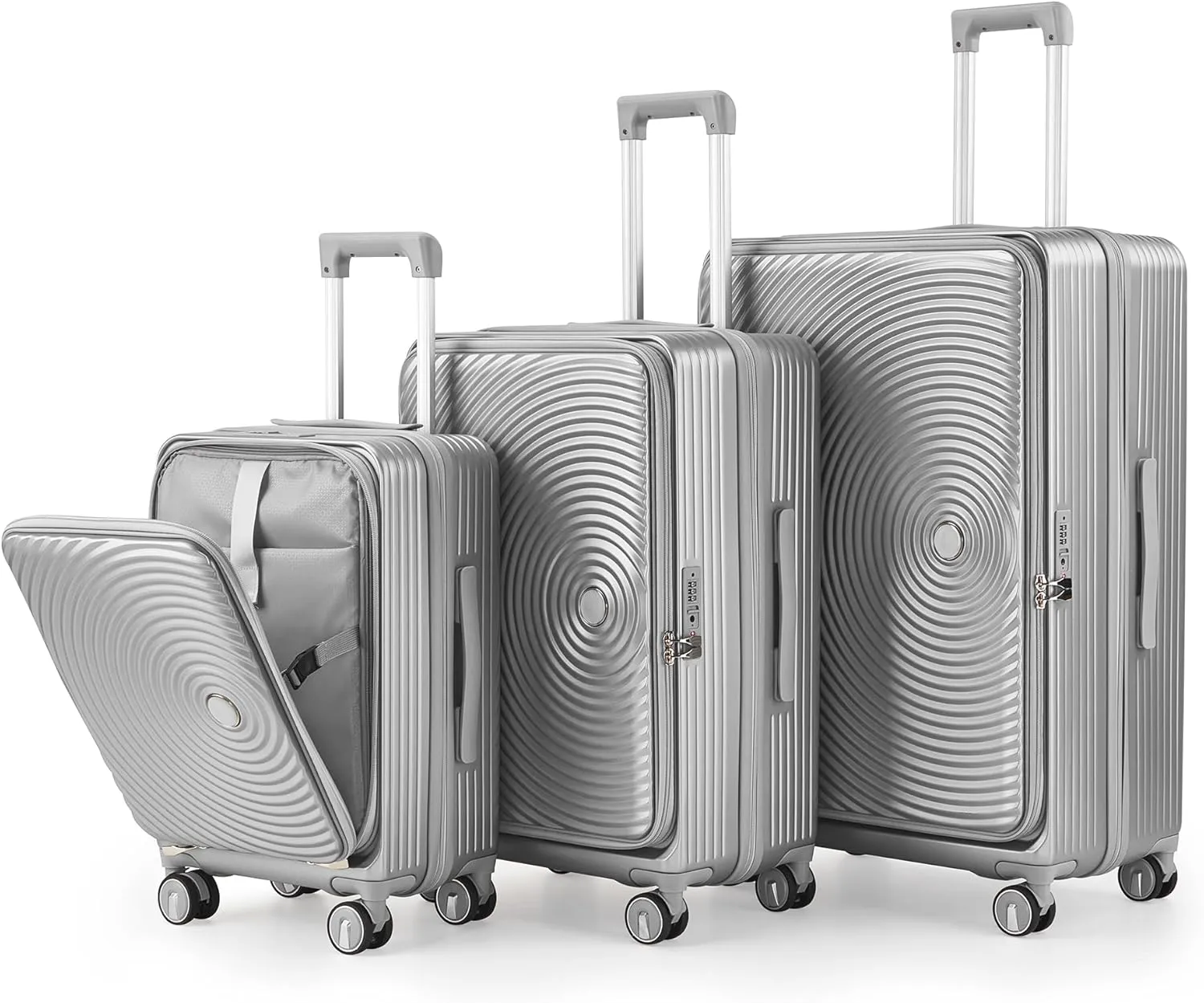 3 Piece Luggage Sets with Front Pocket (20/24/28), Lightweight Hard Shell Suitcase Set,Expandable Carry On Luggage Set with Double Spinner Wheels,TSA Lock,Travel Rolling Suitcase for Women Men