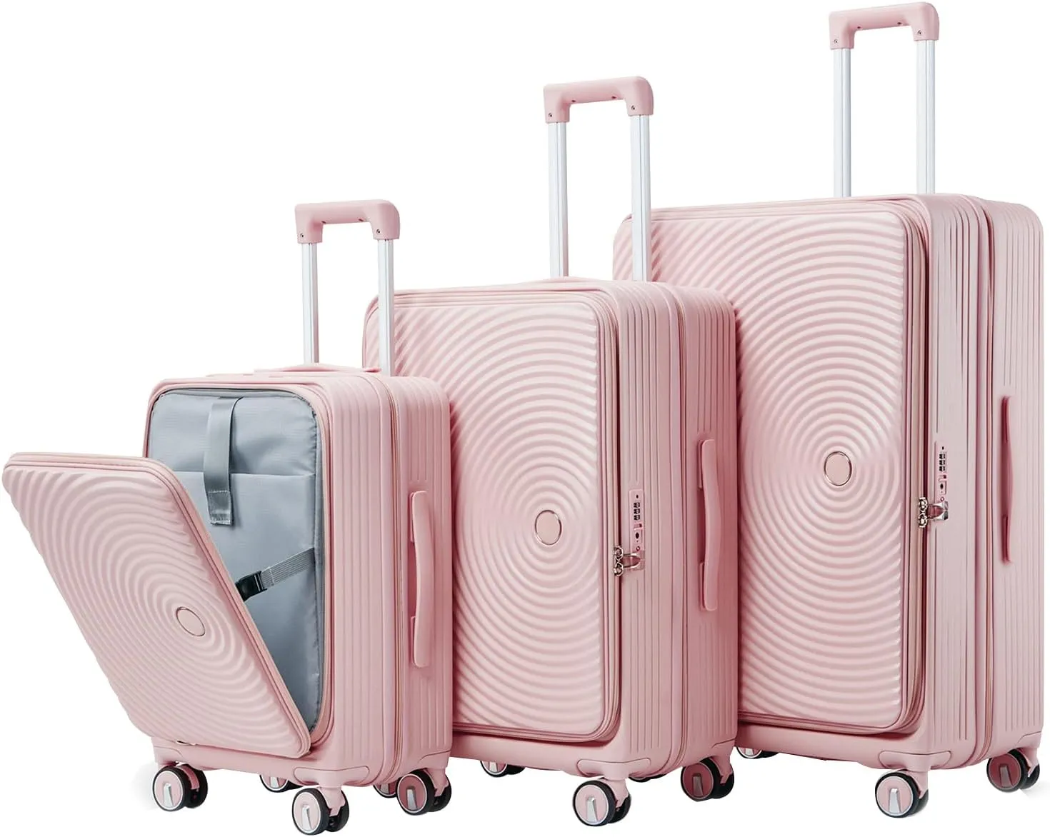 3 Piece Luggage Sets with Front Pocket (20/24/28), Lightweight Hard Shell Suitcase Set,Expandable Carry On Luggage Set with Double Spinner Wheels,TSA Lock,Travel Rolling Suitcase for Women Men