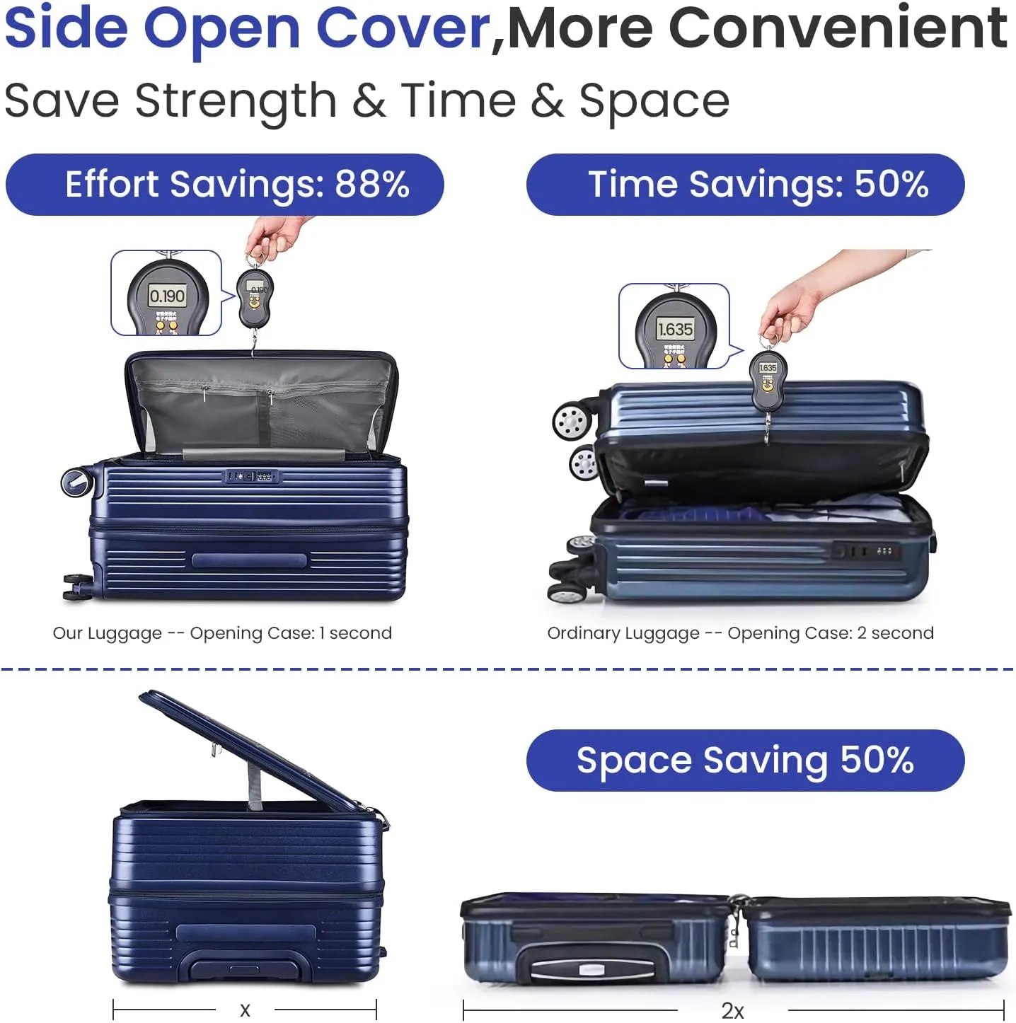 3 Piece Luggage Sets with Front Pocket (20/24/28), Lightweight Hard Shell Suitcase Set,Expandable Carry On Luggage Set with Double Spinner Wheels,TSA Lock,Travel Rolling Suitcase for Women Men