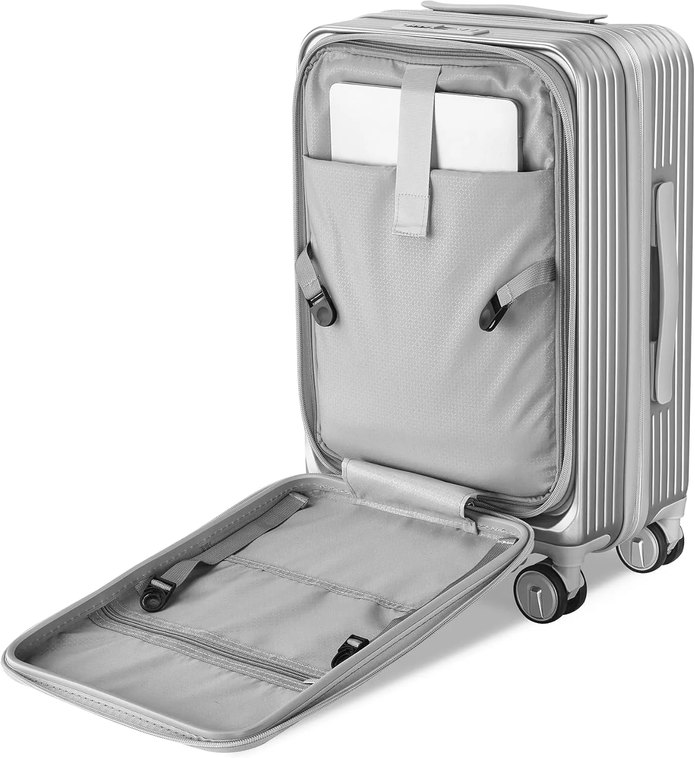 3 Piece Luggage Sets with Front Pocket (20/24/28), Lightweight Hard Shell Suitcase Set,Expandable Carry On Luggage Set with Double Spinner Wheels,TSA Lock,Travel Rolling Suitcase for Women Men