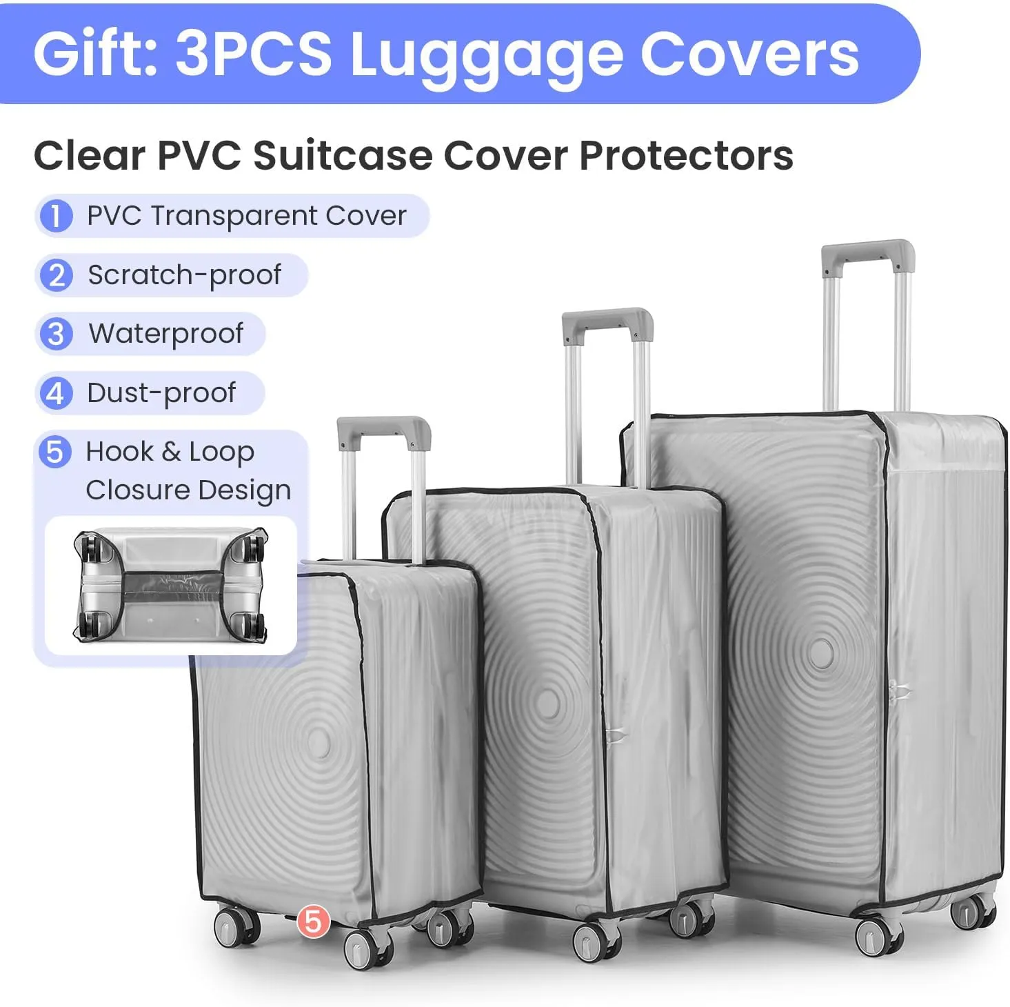 3 Piece Luggage Sets with Front Pocket (20/24/28), Lightweight Hard Shell Suitcase Set,Expandable Carry On Luggage Set with Double Spinner Wheels,TSA Lock,Travel Rolling Suitcase for Women Men