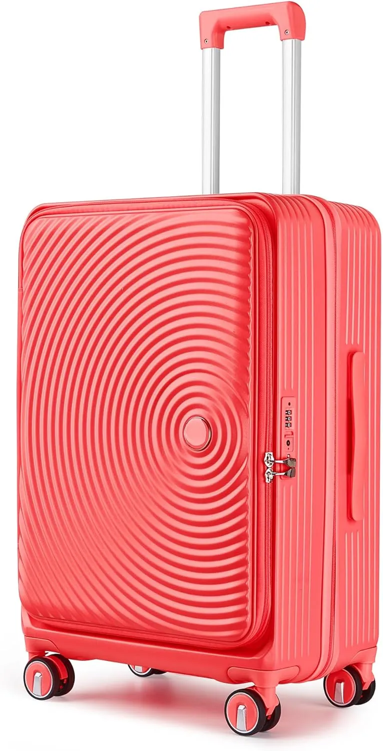 3 Piece Luggage Sets with Front Pocket (20/24/28), Lightweight Hard Shell Suitcase Set,Expandable Carry On Luggage Set with Double Spinner Wheels,TSA Lock,Travel Rolling Suitcase for Women Men