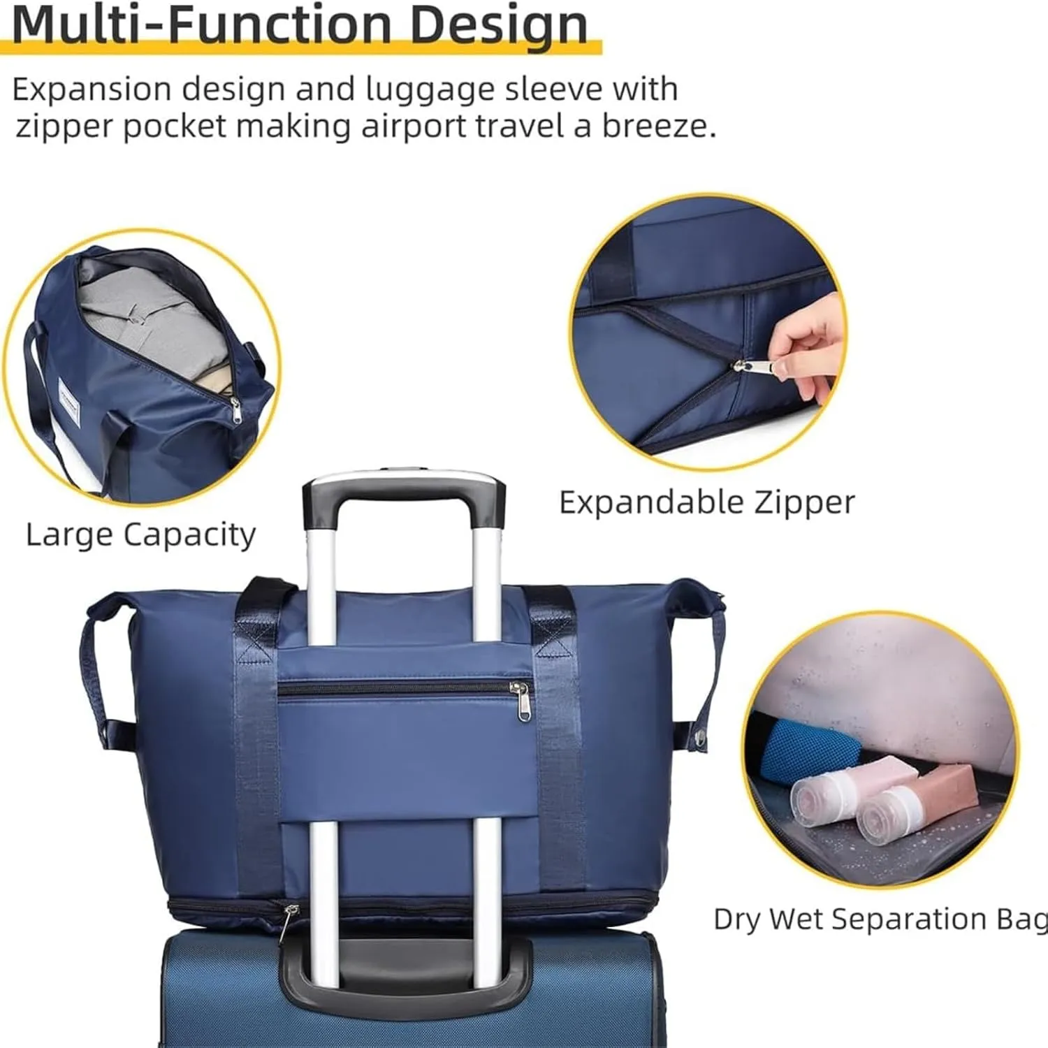 5 Piece Softside Expandable Luggage Set with Spinner Wheels and TSA Lock(Blue)