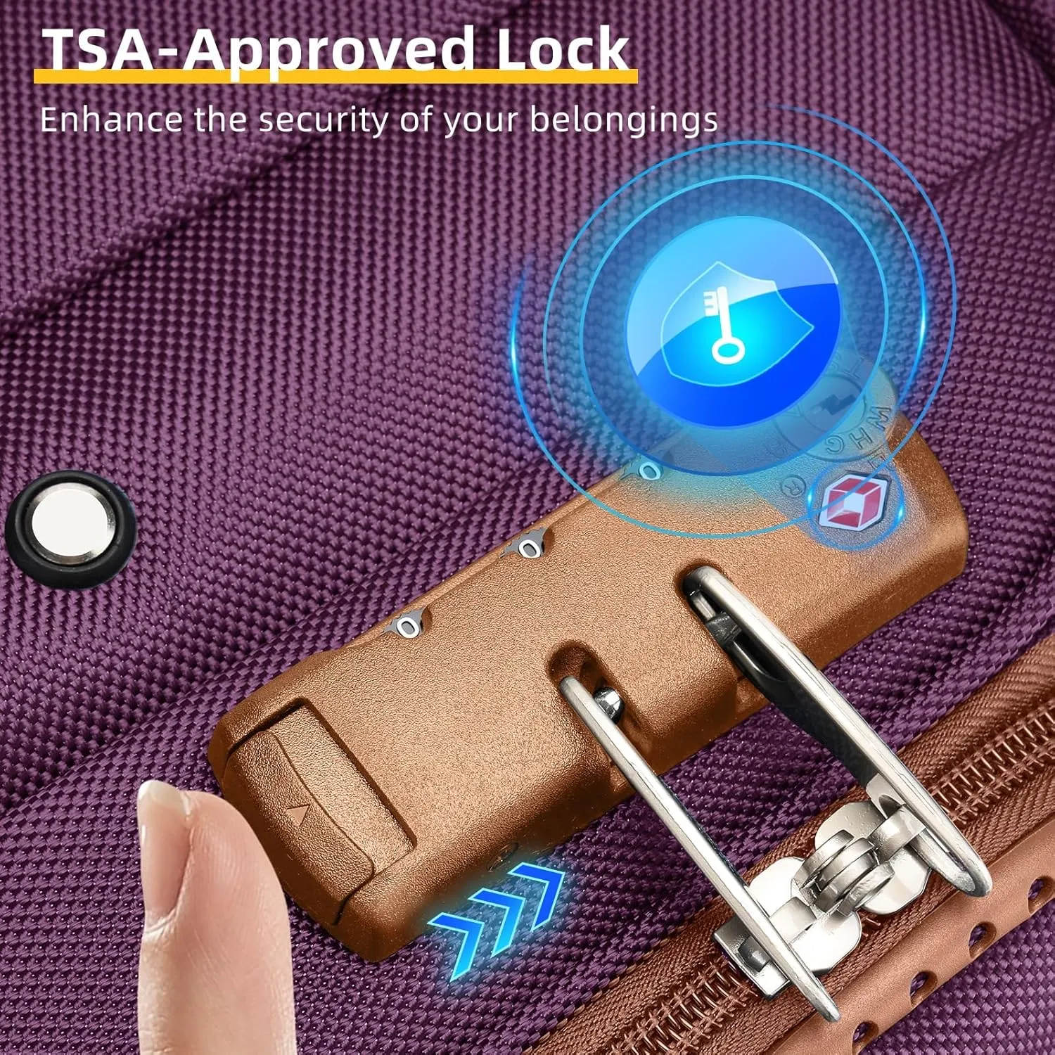 5 Piece Softside Expandable Luggage Set with Spinner Wheels and TSA Lock(Purple )