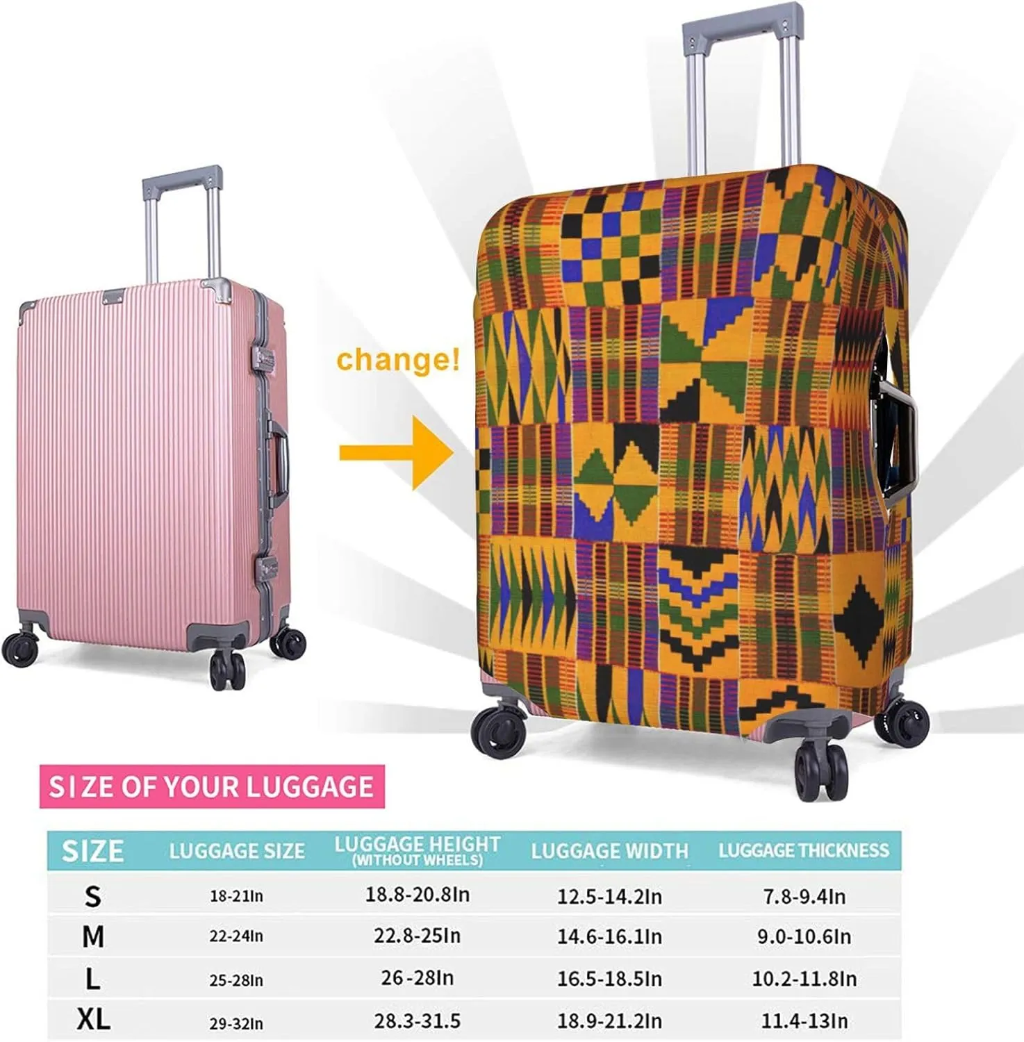 African Ethnic Pattern Print Luggage Cover Washable Suitcase Anti-Scratch Suitcase Cover Protective Cover Fits 18-32 Inch