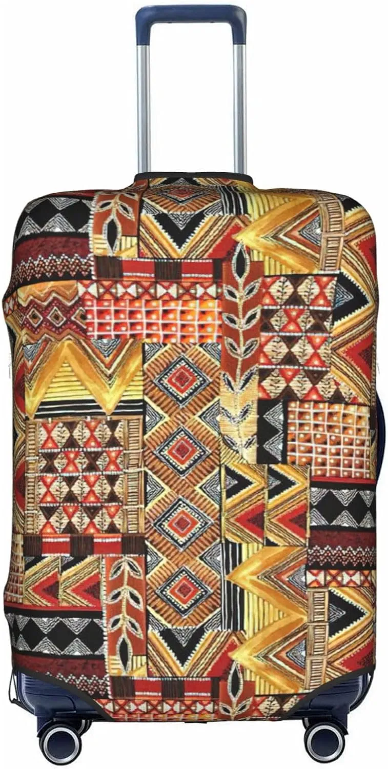 African Textile Patchwork Print Luggage Cover Washable Suitcase Anti-Scratch Suitcase Cover Protective Cover Fits 18-32 Inch