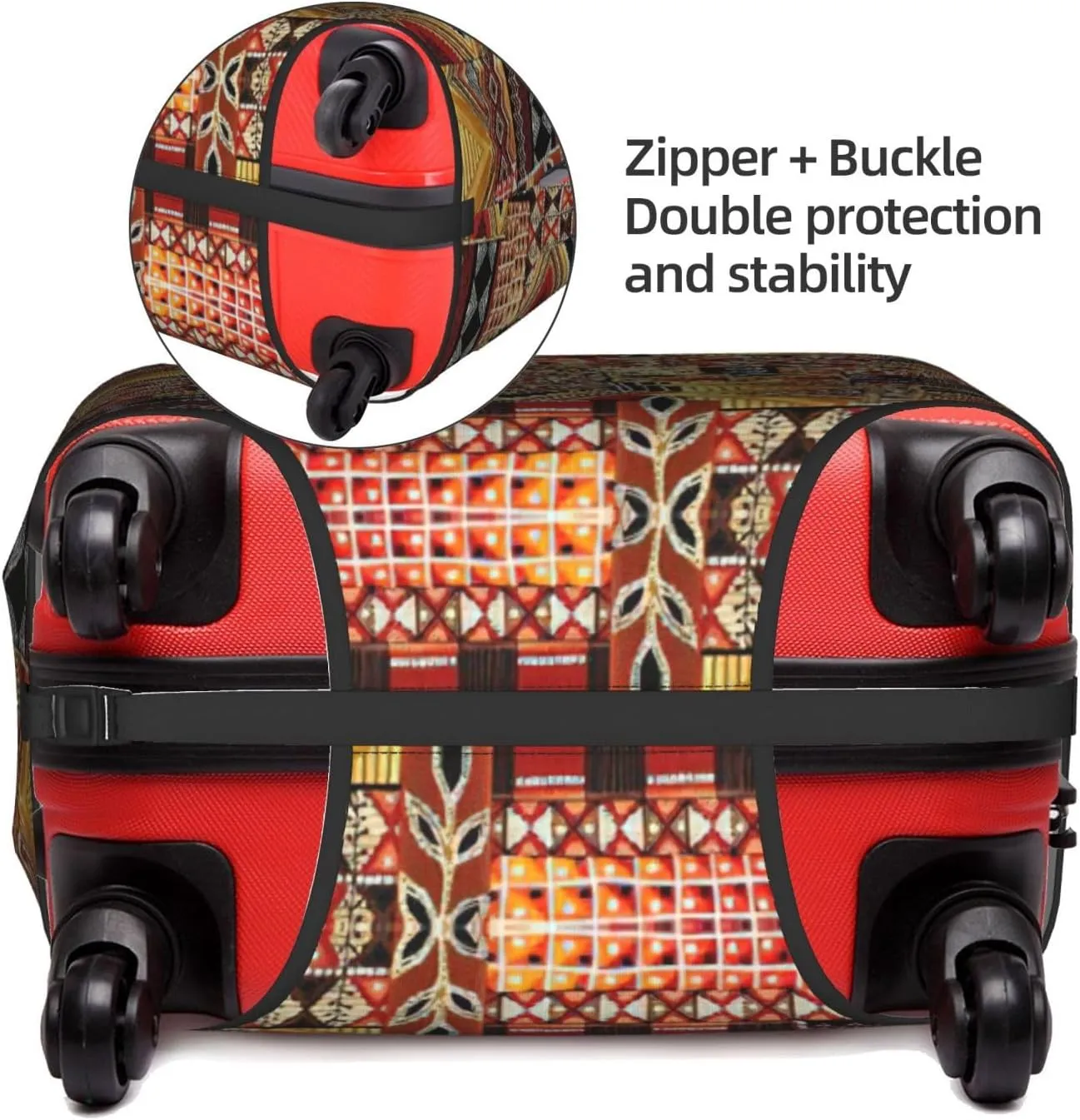 African Textile Patchwork Print Luggage Cover Washable Suitcase Anti-Scratch Suitcase Cover Protective Cover Fits 18-32 Inch