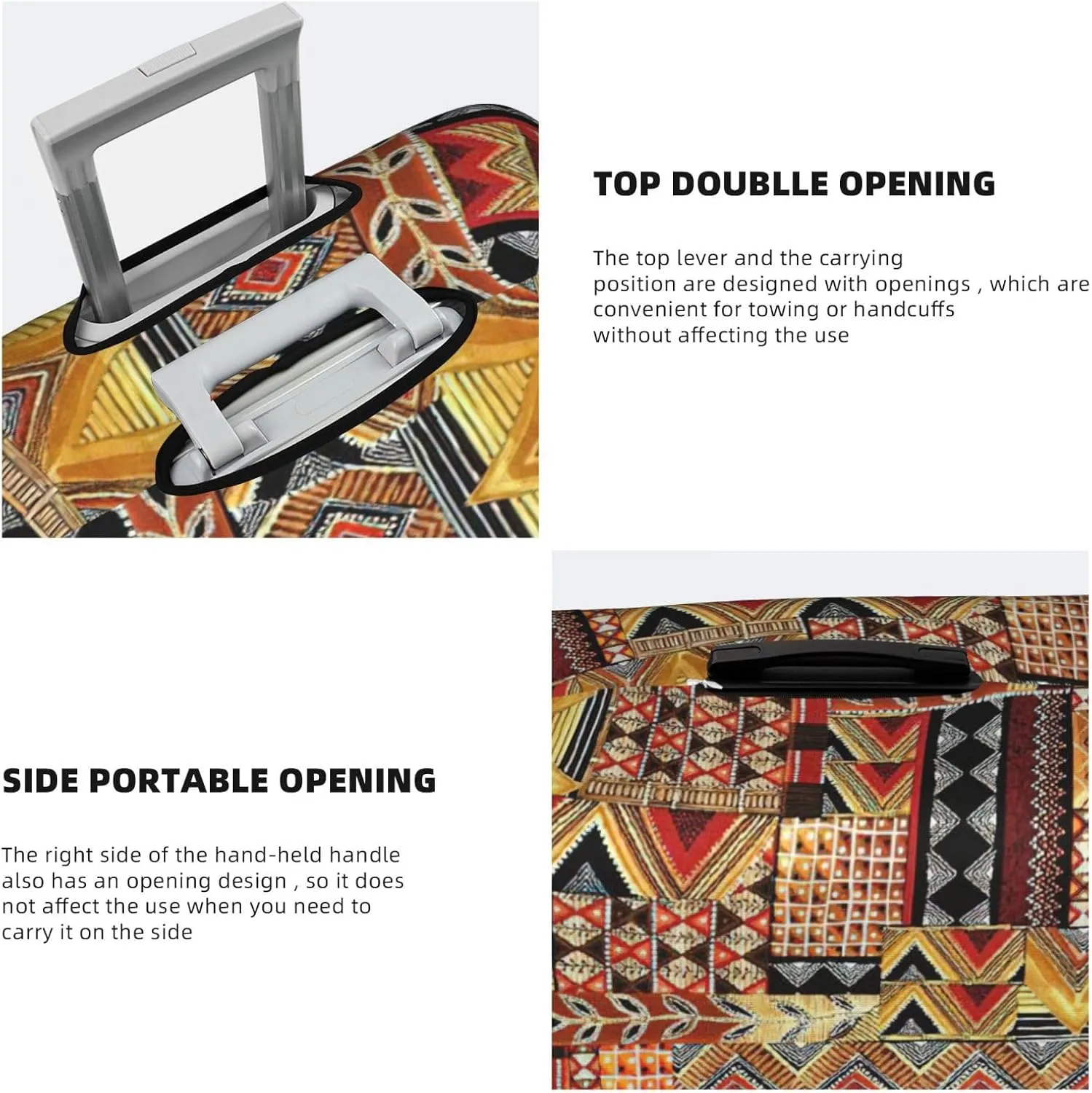 African Textile Patchwork Print Luggage Cover Washable Suitcase Anti-Scratch Suitcase Cover Protective Cover Fits 18-32 Inch