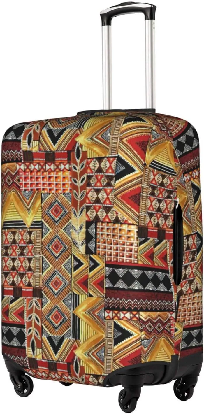 African Textile Patchwork Print Luggage Cover Washable Suitcase Anti-Scratch Suitcase Cover Protective Cover Fits 18-32 Inch