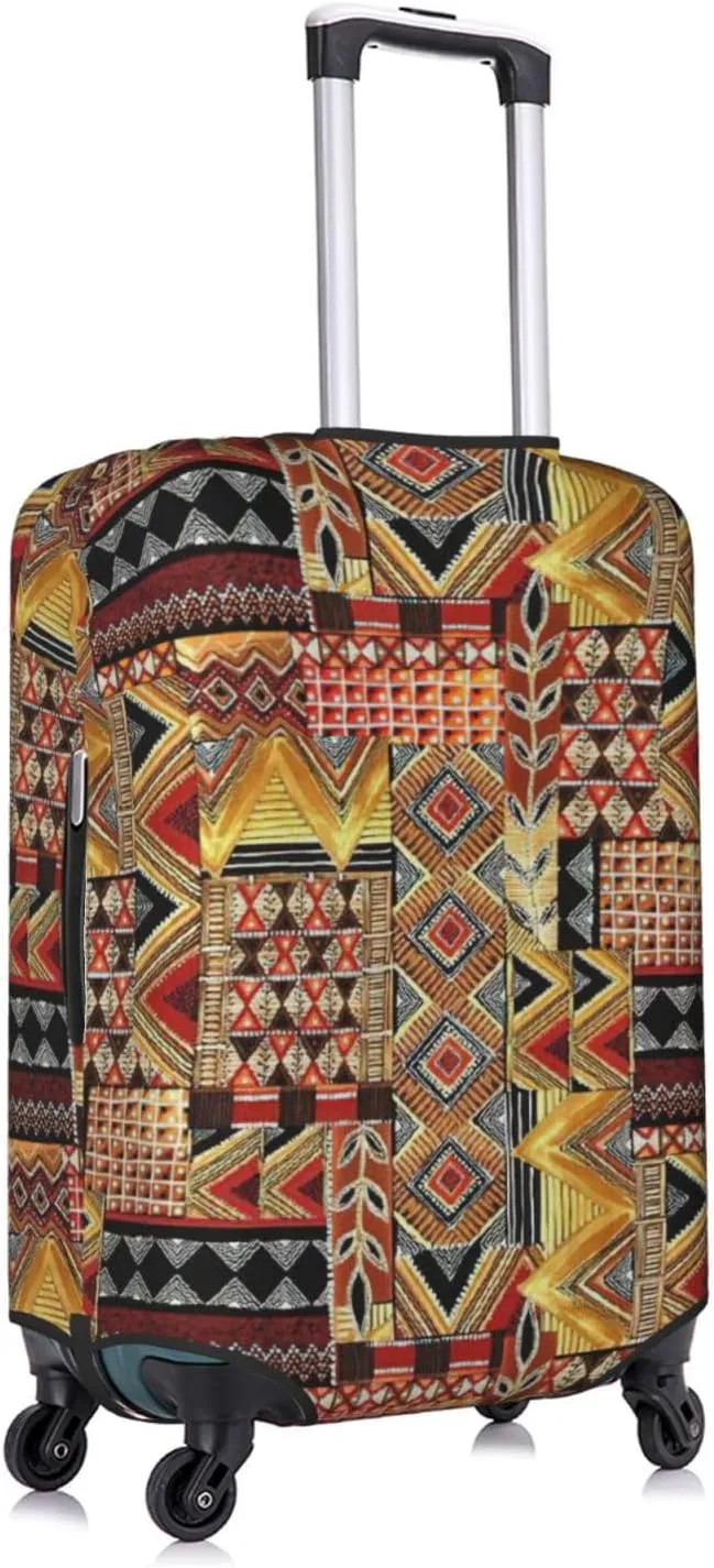 African Textile Patchwork Print Luggage Cover Washable Suitcase Anti-Scratch Suitcase Cover Protective Cover Fits 18-32 Inch