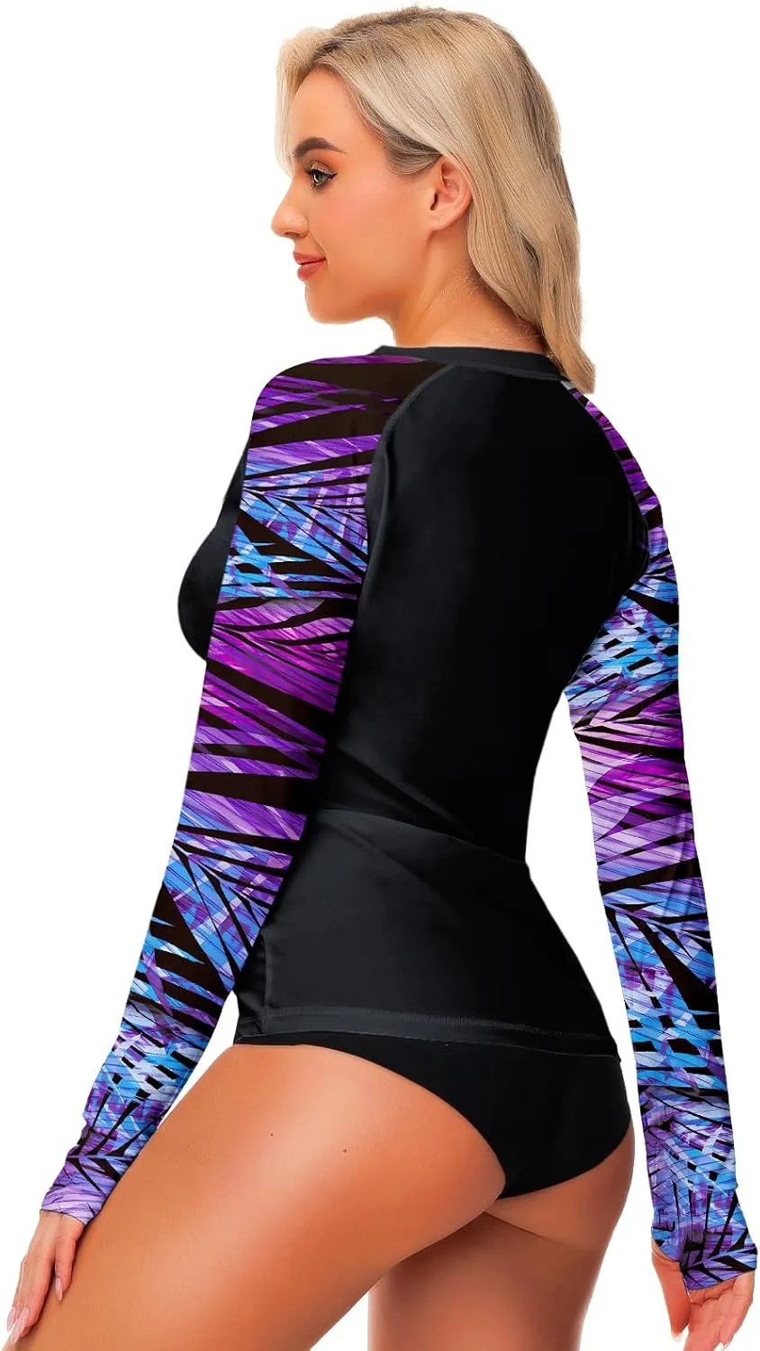 AOBUTE Women Rash Guard Sun Protecion Long Sleeve UPF 50  Swim Shirt with Thumb Hole