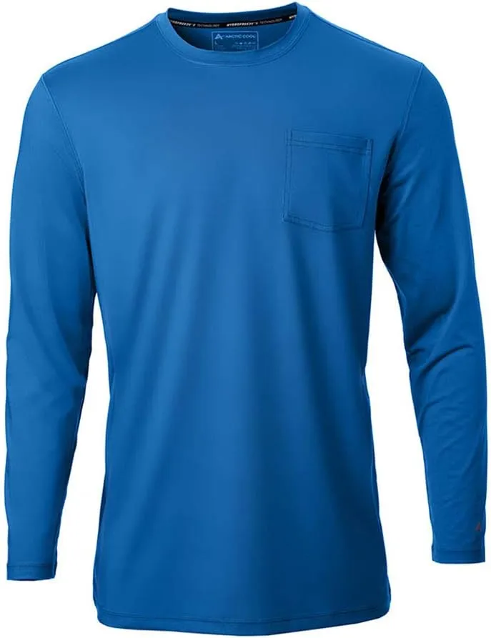 Arctic Cool Mens Crew Neck Instant Cooling Pocket Workwear Moisture Wicking Performance UPF 50  Long Sleeve Shirt