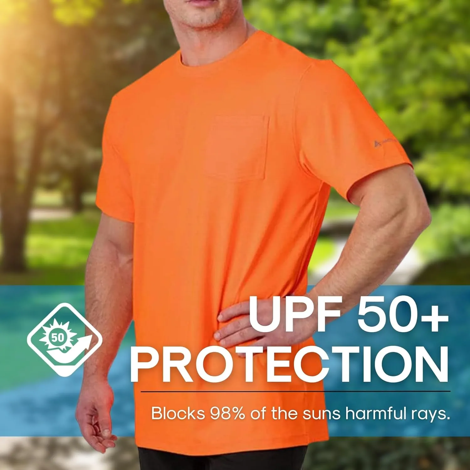 Arctic Cool Mens Crew Neck Instant Cooling Pocket Workwear Moisture Wicking Performance UPF 50  Short Sleeve Shirt