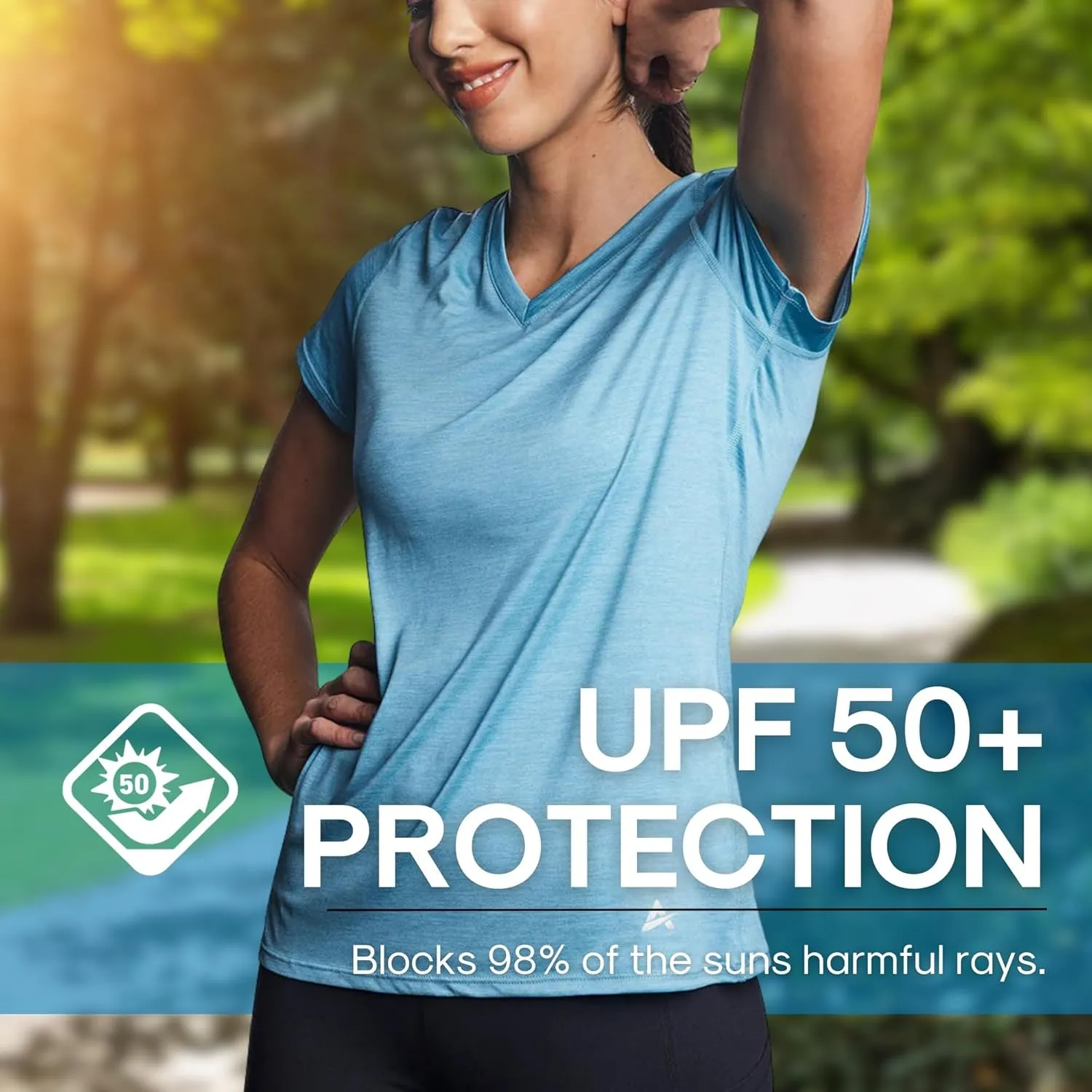 Arctic Cool Women's V-Neck Instant Cooling Moisture Wicking Performance UPF 50  Short Sleeve Workout Shirt