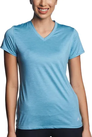 Arctic Cool Women's V-Neck Instant Cooling Moisture Wicking Performance UPF 50  Short Sleeve Workout Shirt