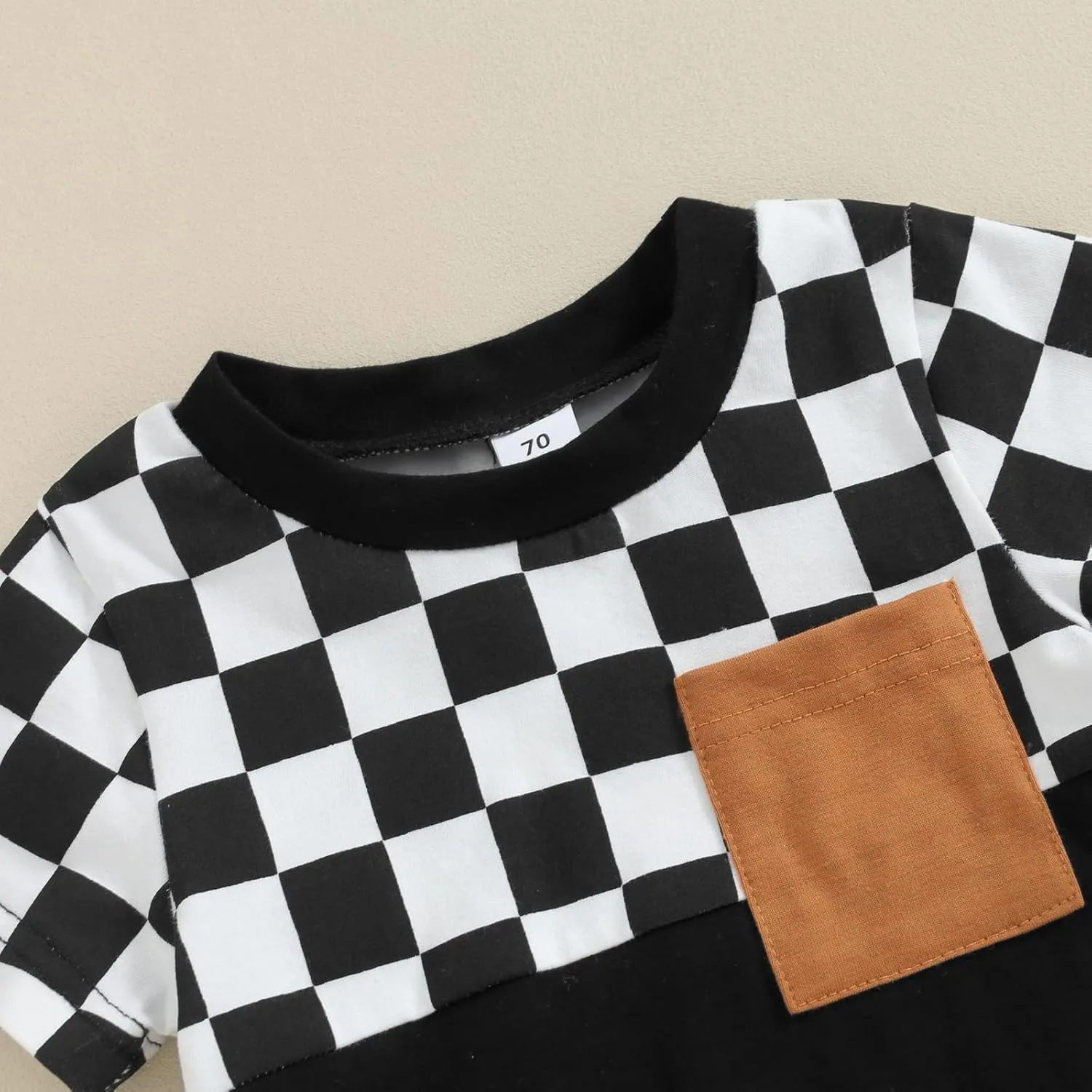 Baby Boy Girl Summer Outfits Checkerboard Short Sleeve T-Shirt Elastic Waist Shorts Set Toddler Checkered Outfit