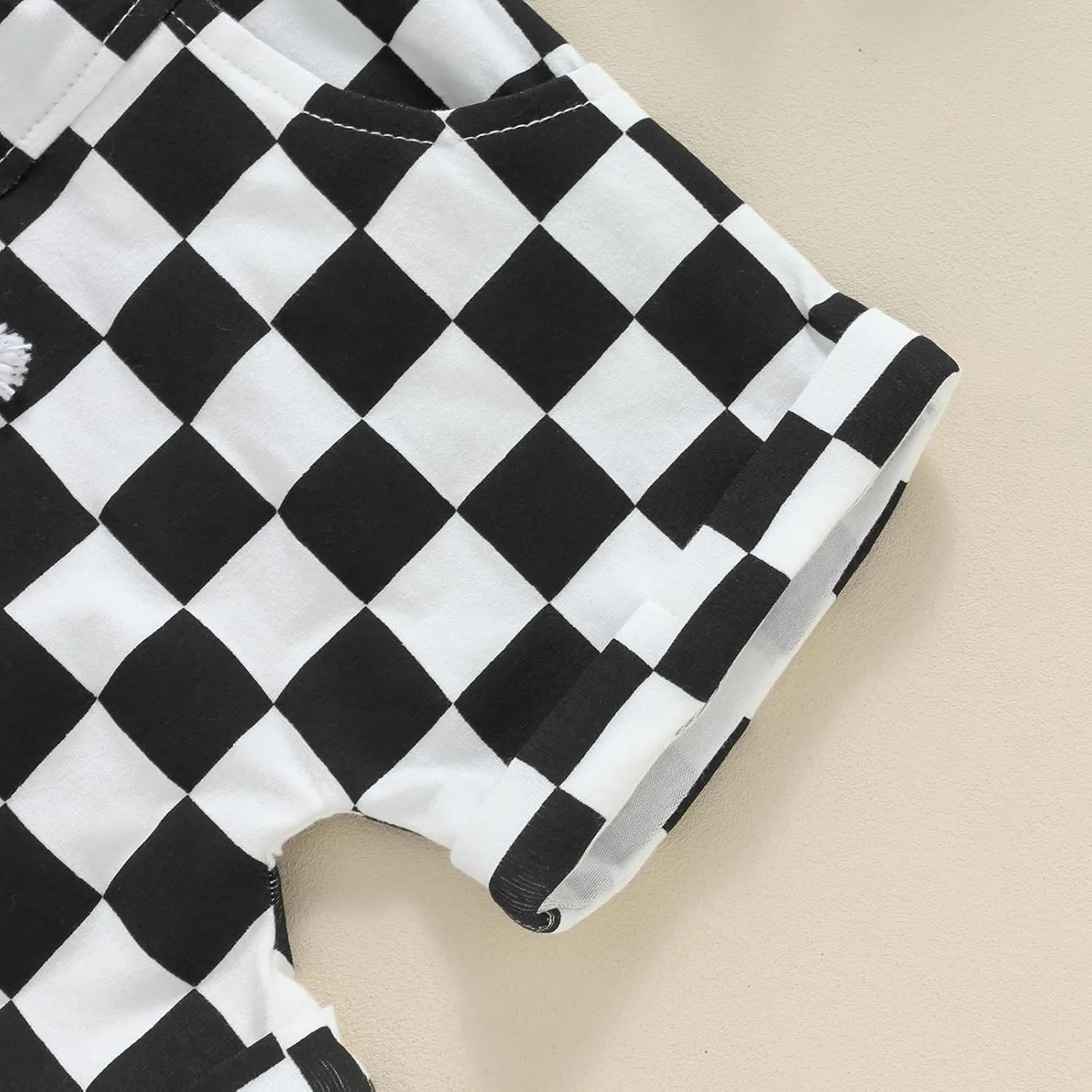 Baby Boy Girl Summer Outfits Checkerboard Short Sleeve T-Shirt Elastic Waist Shorts Set Toddler Checkered Outfit