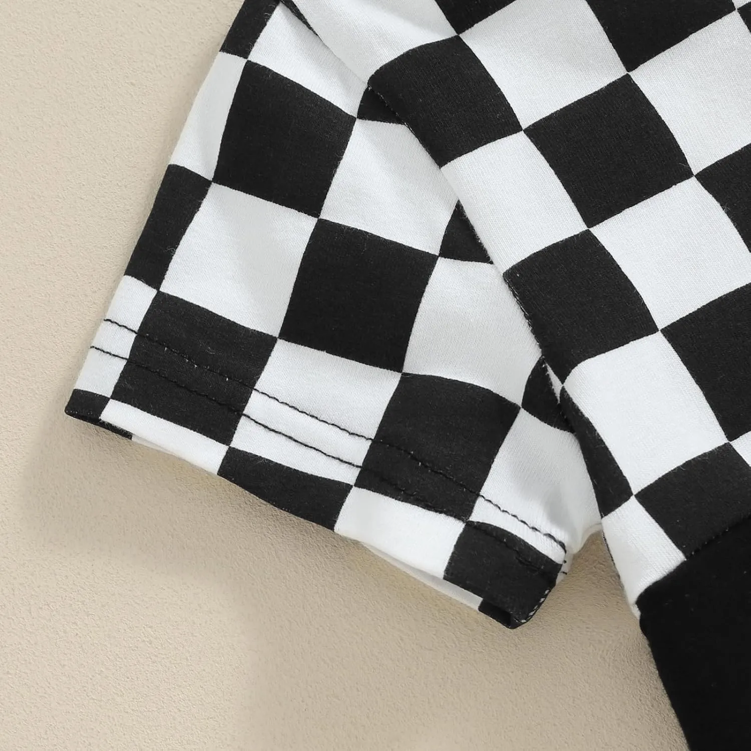 Baby Boy Girl Summer Outfits Checkerboard Short Sleeve T-Shirt Elastic Waist Shorts Set Toddler Checkered Outfit