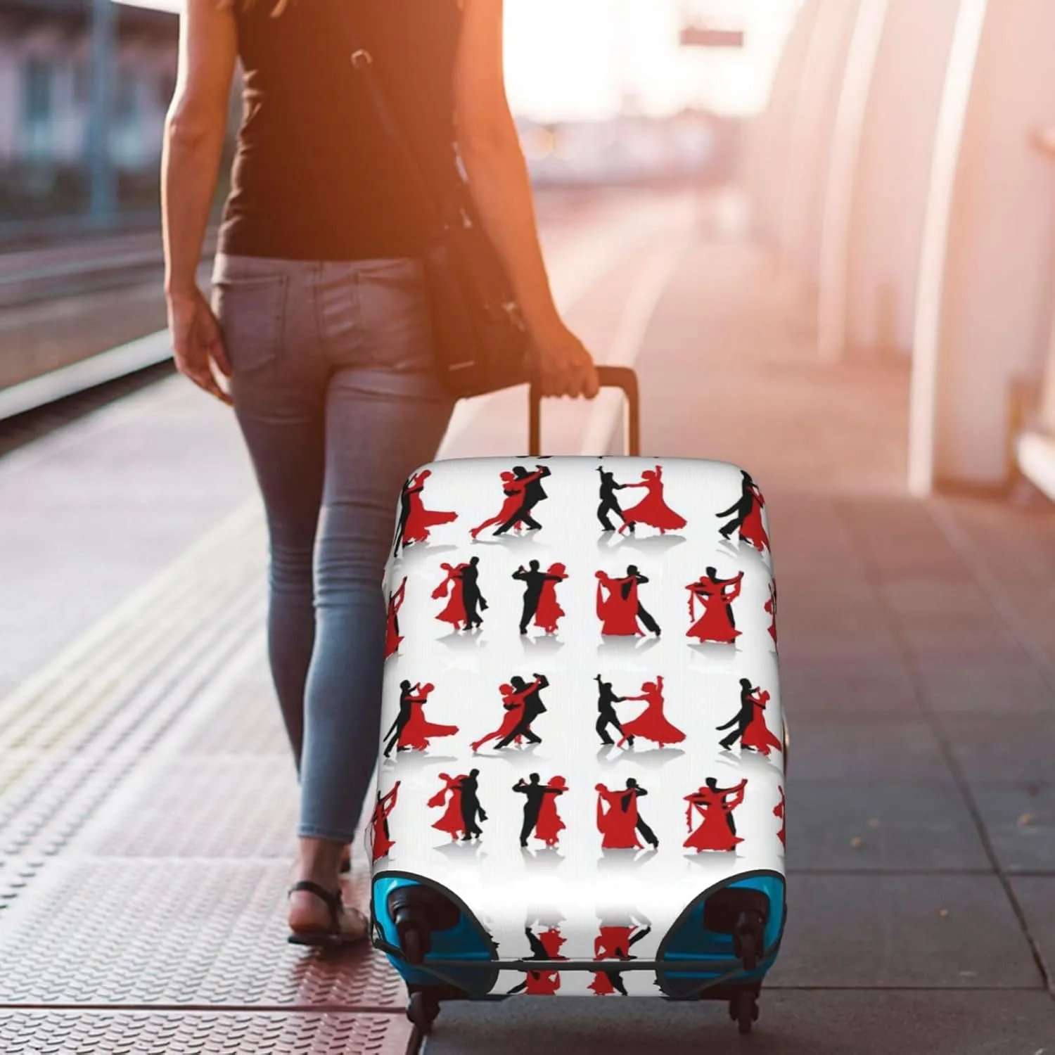 Ballroom Dance Print Luggage Cover Washable Suitcase Anti-Scratch Suitcase Cover Protective Cover Fits 18-32 Inch