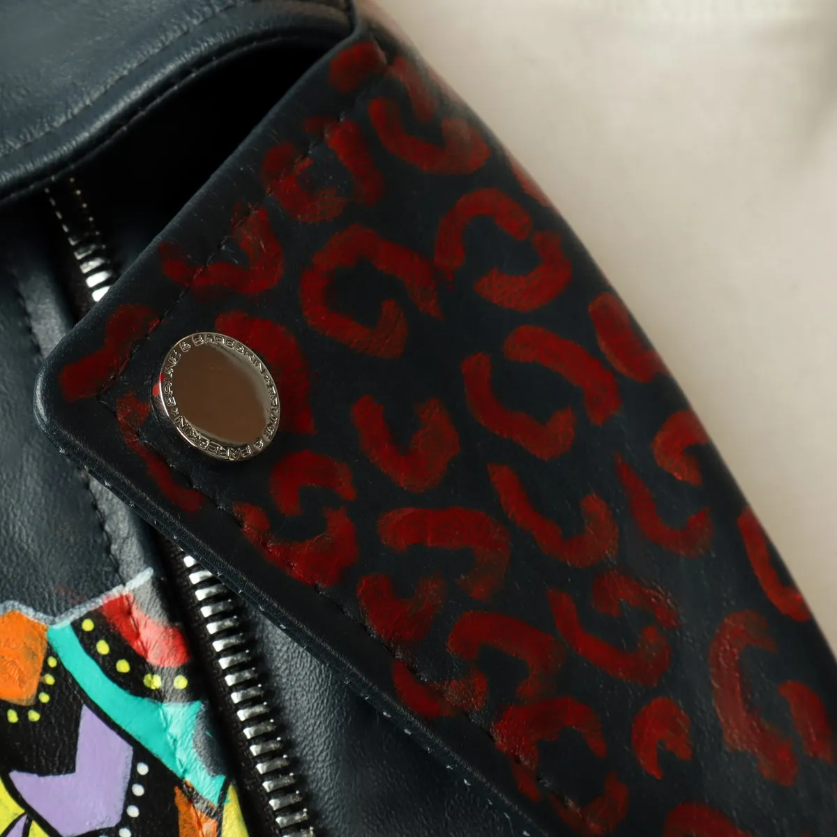 Bespoke Smoky Blue Hand-painted Sugerskull Owl Printed Leather Jacket By Brune & Bareskin