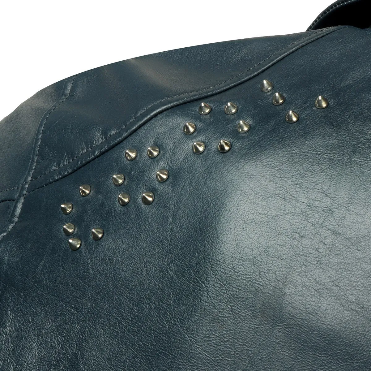 Bespoke Smoky Blue Hand-painted Sugerskull Owl Printed Leather Jacket By Brune & Bareskin