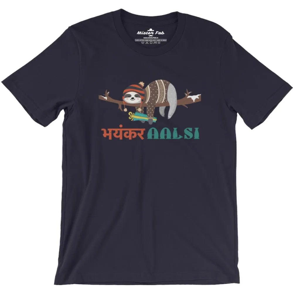 Bhayankar Aalsi Round Neck T-Shirts