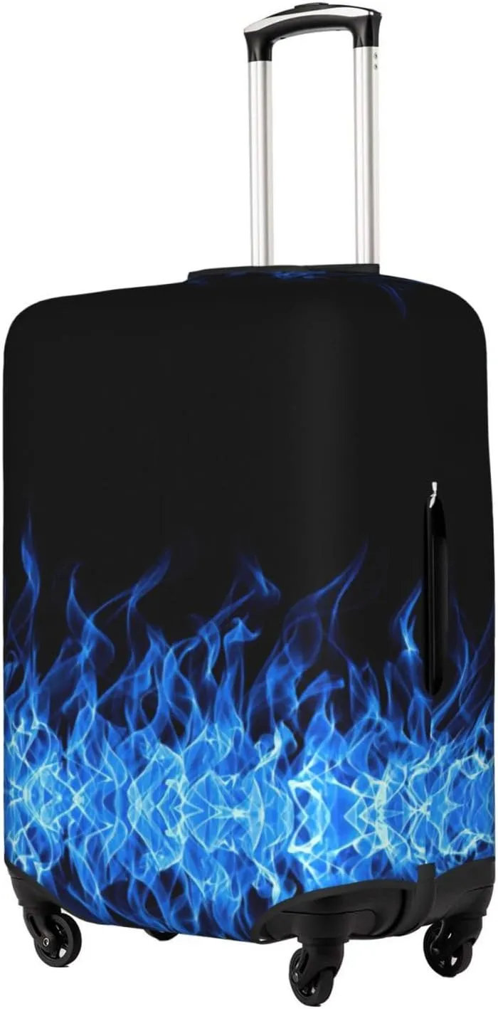 Blue Flame Print Luggage Cover Washable Suitcase Anti-Scratch Suitcase Cover Protective Cover Fits 18-32 Inch