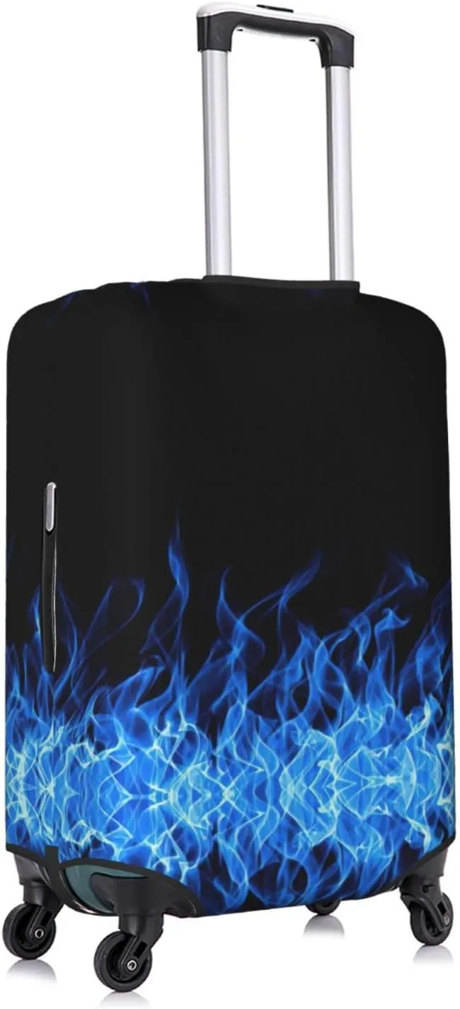 Blue Flame Print Luggage Cover Washable Suitcase Anti-Scratch Suitcase Cover Protective Cover Fits 18-32 Inch