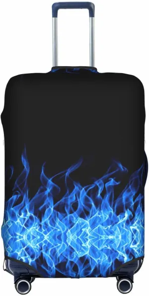 Blue Flame Print Luggage Cover Washable Suitcase Anti-Scratch Suitcase Cover Protective Cover Fits 18-32 Inch