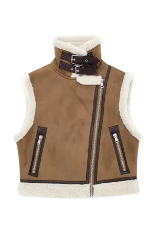 'Bridget' Neck Buckle Fleeced Vest