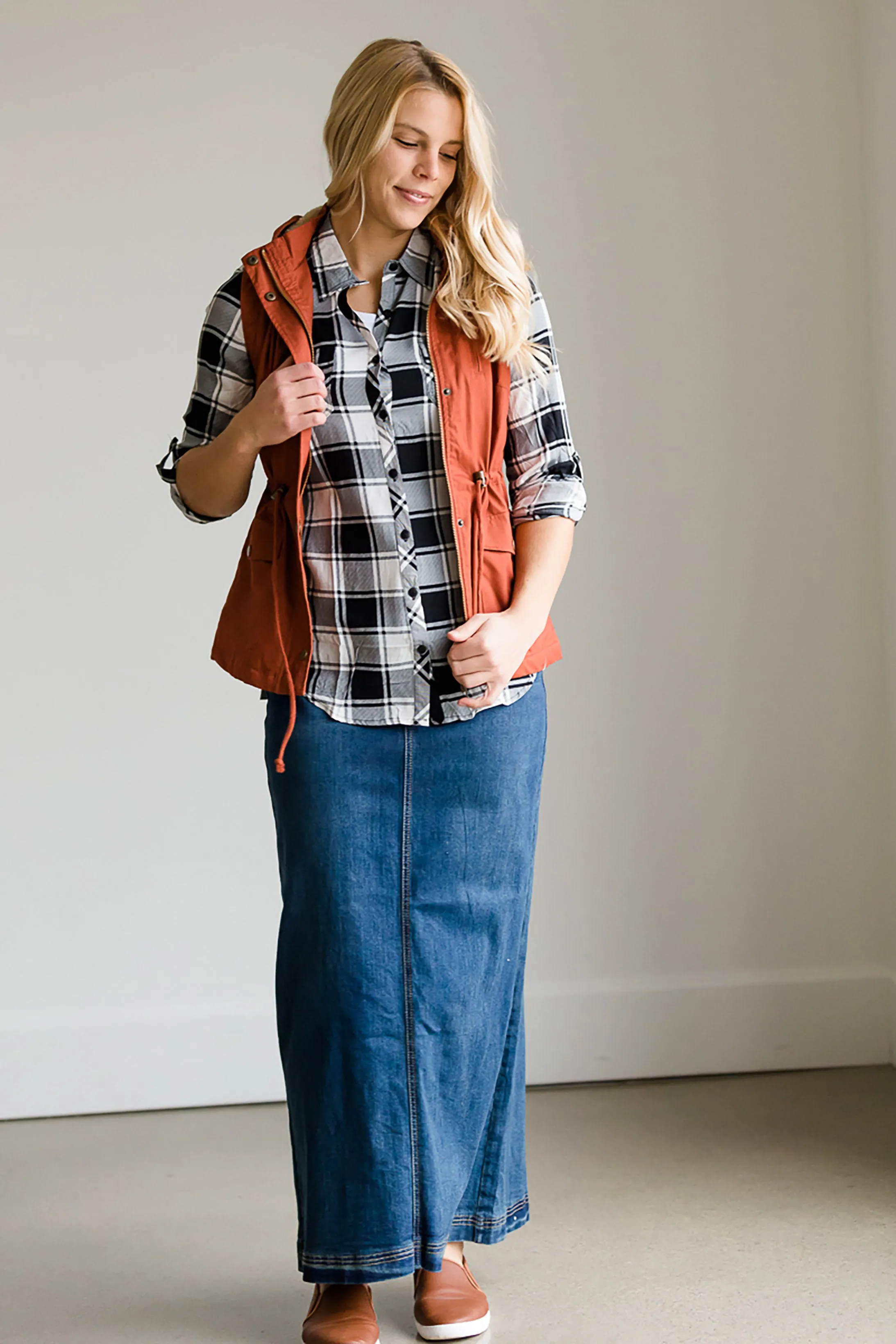 Buffalo Plaid Roll Sleeve Top - FINAL SALE